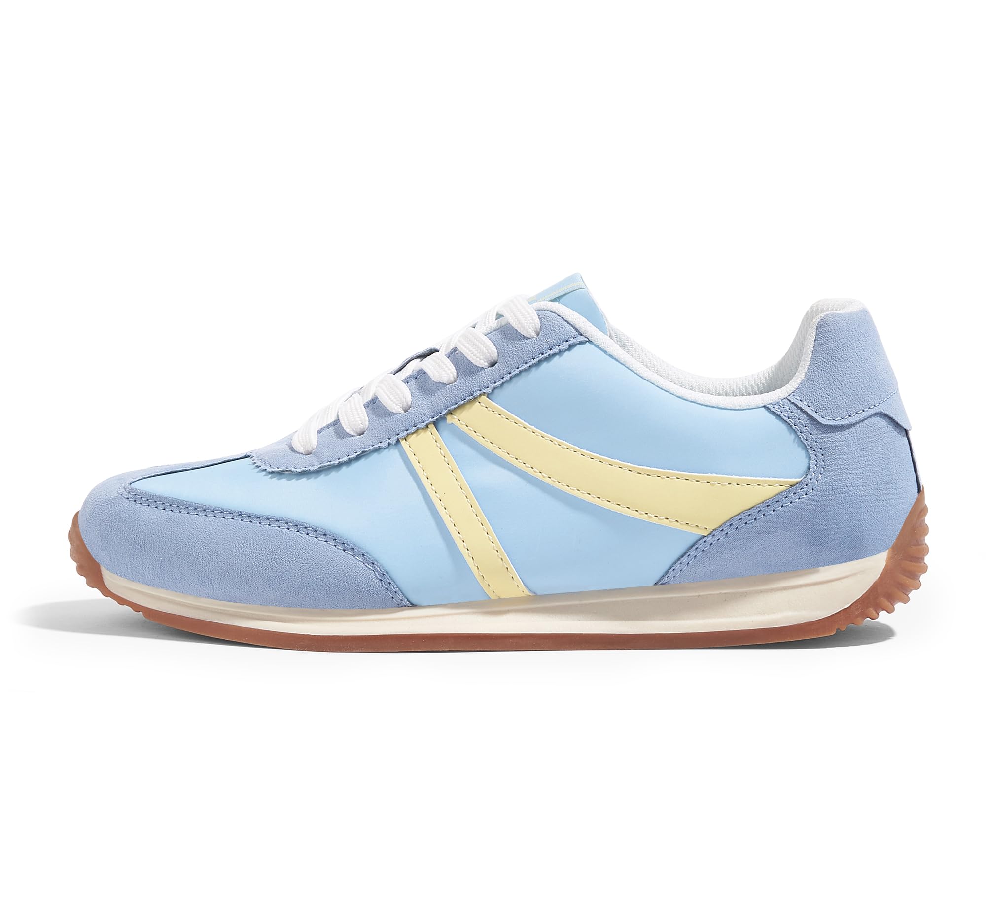 LUCKY STEP Zapatillas Mujer Retro de Perfil Bajo,Azul/Amarillo,8US-38-5UK
