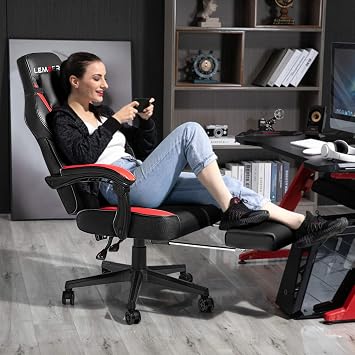 LEMBERI Big and Tall Gaming Chair, 400lb Capacity, Red