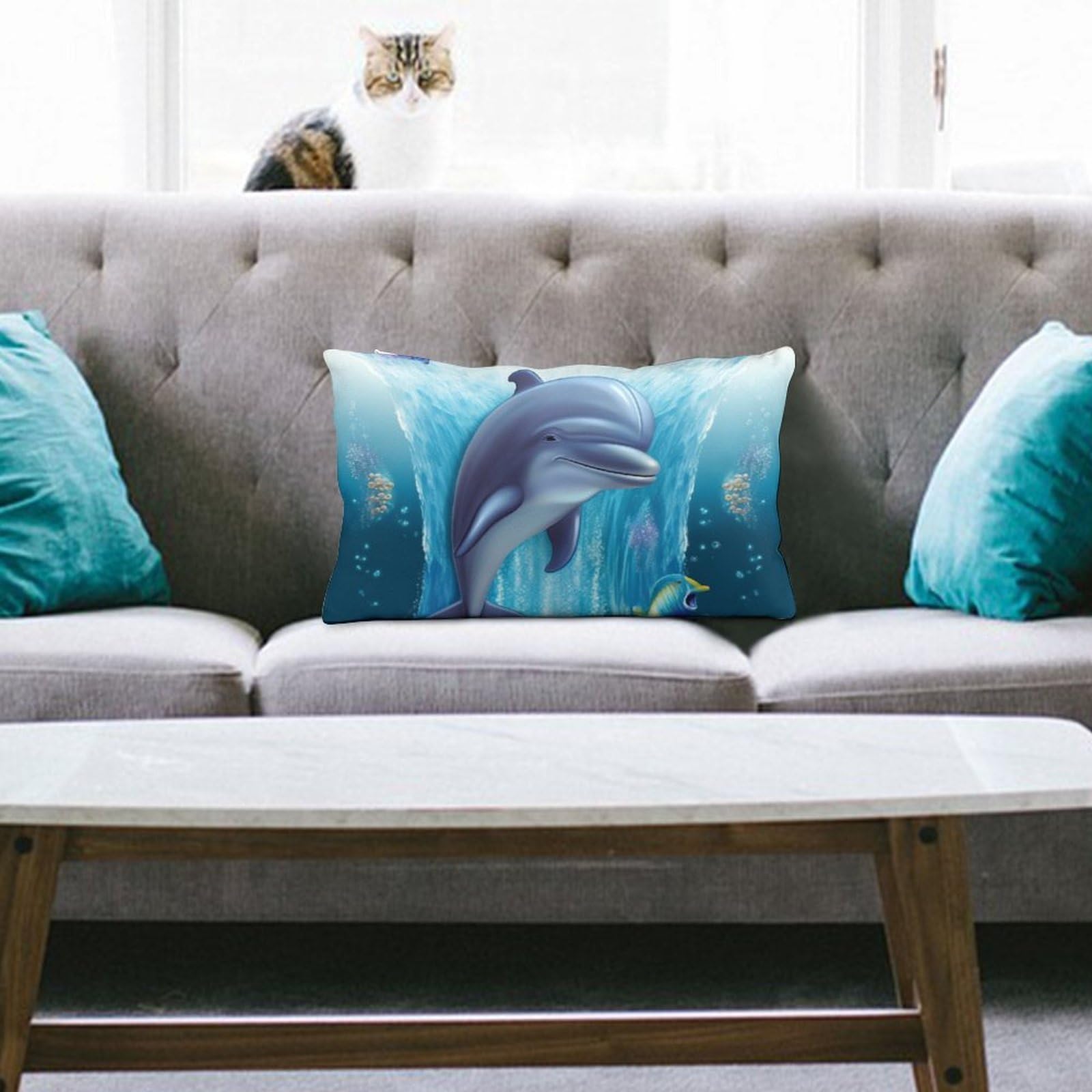 NTVOWPZO Decoration Throw Pillow Covers 8"x12" Pillowcases Covers Dolphin Soft Pillowcases Modern Farmhouse Home Decor Sofa Cushions Covers for Couch Bed Living Room