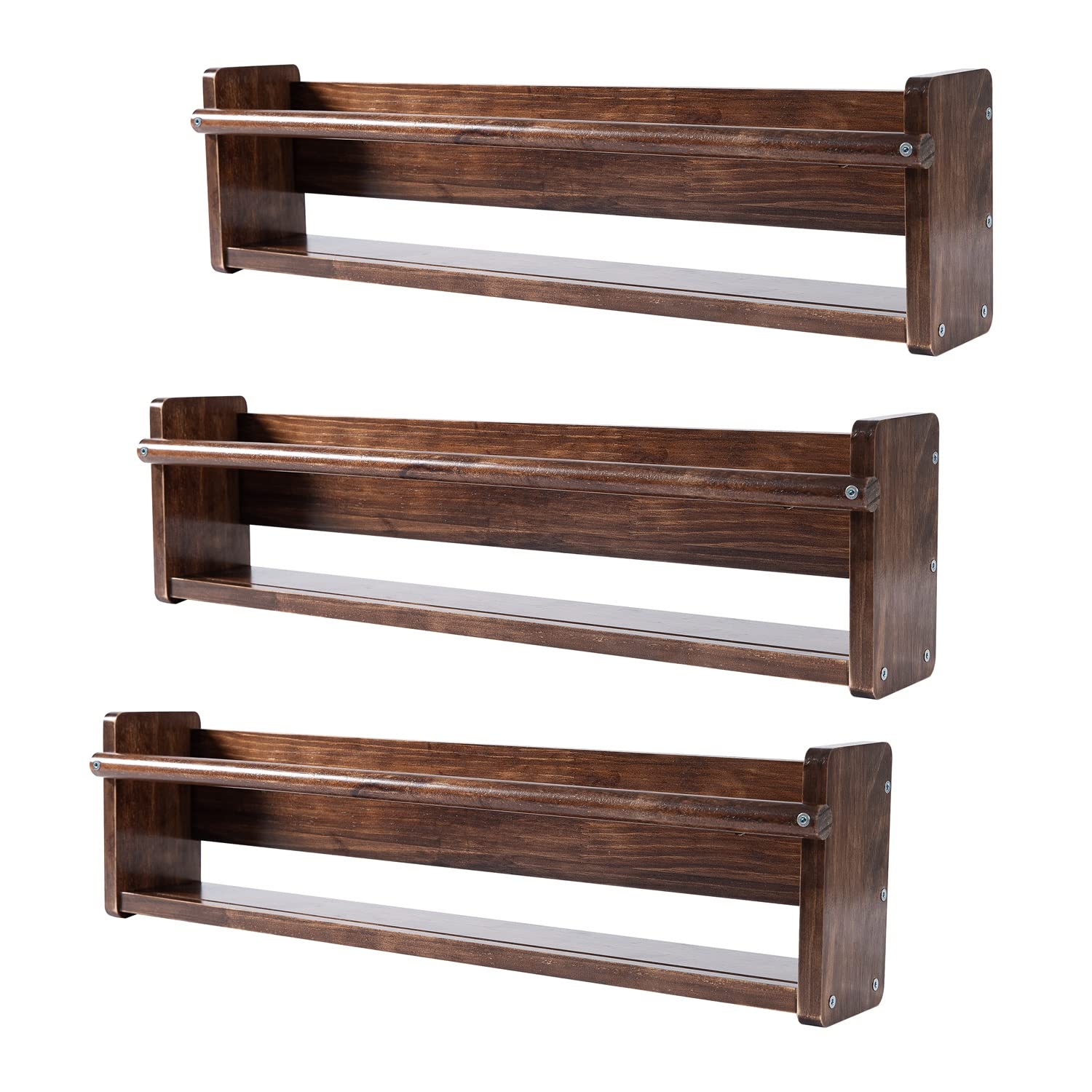 Photo 1 of *COLOR IS NOT ACCURATE*MBYD Deep Walnut Wall Floating Nursery Book Shelves Solid Wood 24 Inch set of 3