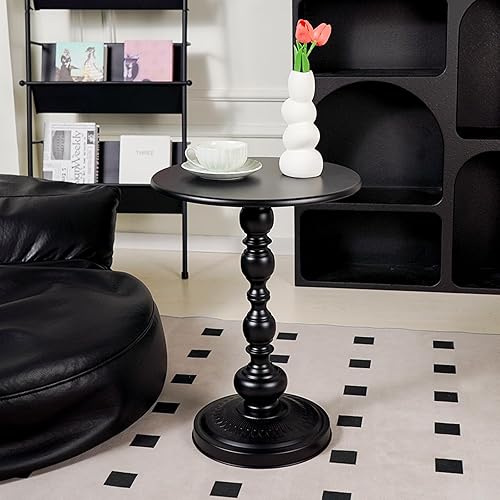 Miniatura 5 de Mesa auxiliar pequeña de metal, mesa auxiliar redonda blanca, mesa de café mate para espacios pequeños, mesa de pedestal para sofá, dormitorio y