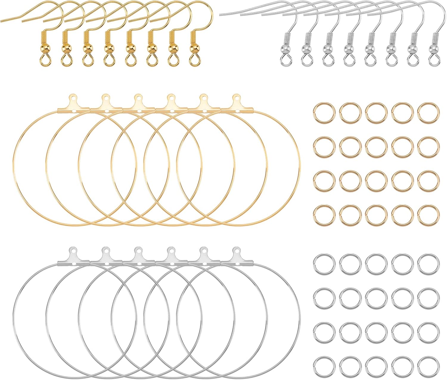 UNICRAFTALE about 100pcs 2 Colors Earring Making Kit Stainless Steel Hoop Earring Findings 20pcs Earring Hooks 40pcs Open Jump Rings for Jewelry Making DIY Craft