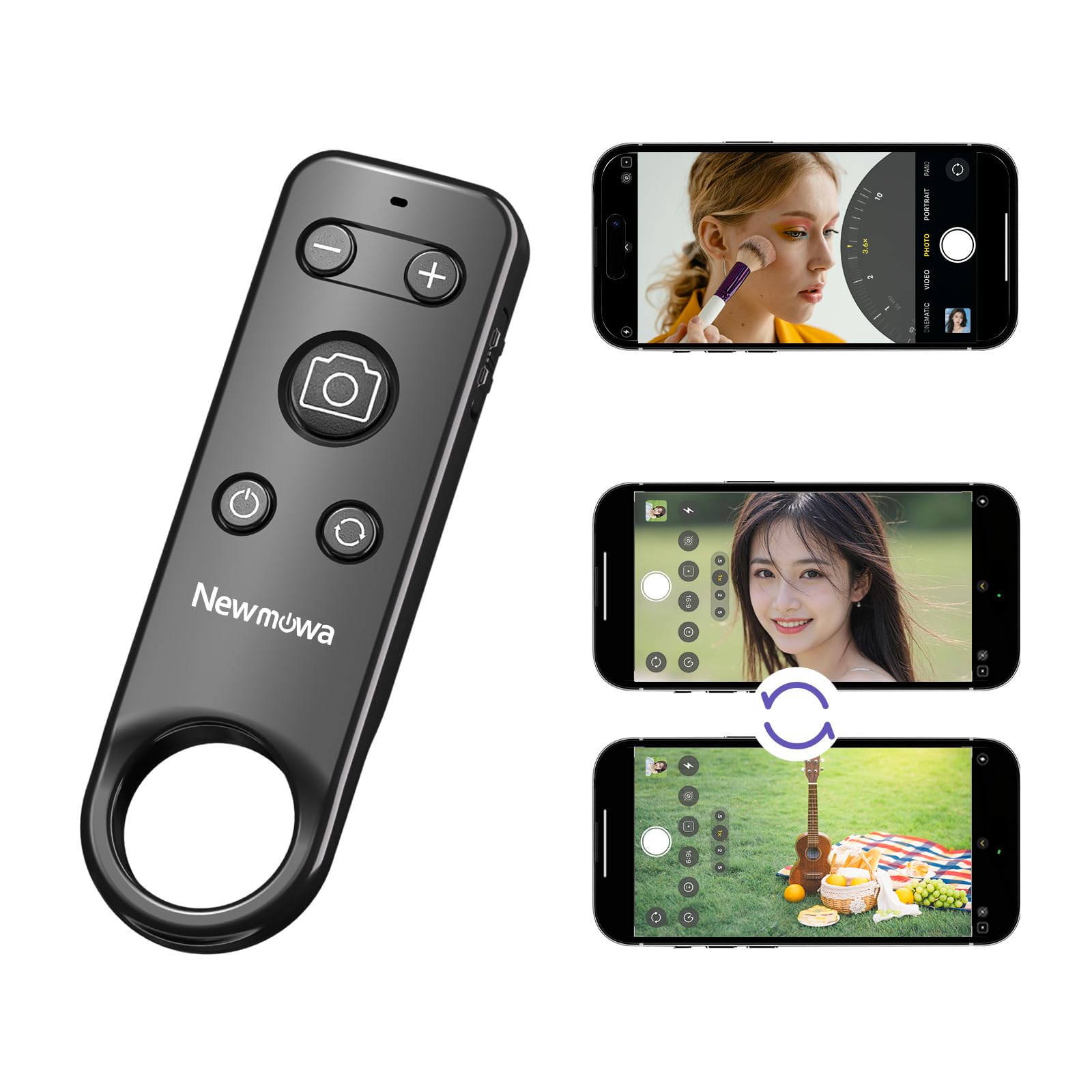 Phone Wireless Bluetooth Remote Control, Support Video Photo Shooting/Zooming/Lens Switching, Rechargeable Shutter for Selfie Vlog, ONLY Compatible with iPhone(iOS 15 Above, NOT for iOS 26)