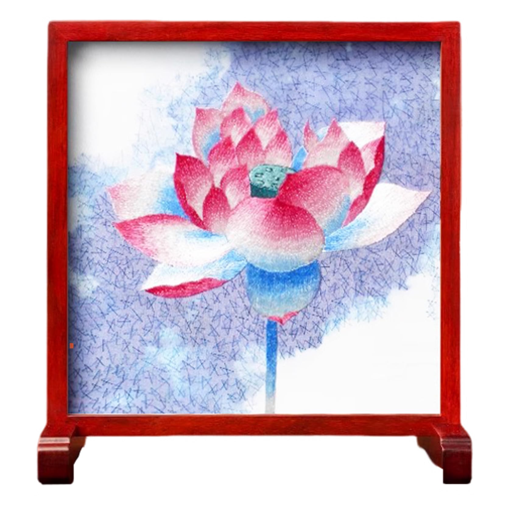 Peinture chinoise brodée double face en soie : sublimez votre salon avec le modèle 204