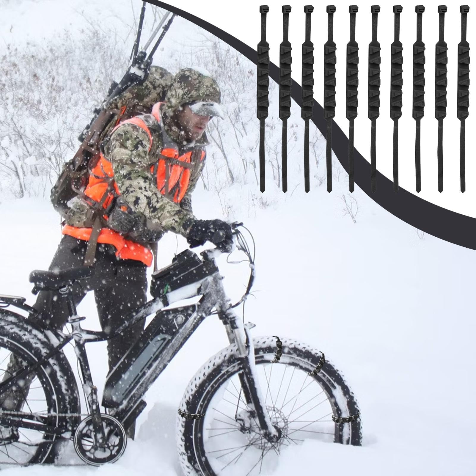 Catene Da Neve Per Moto – Kit 10 Cinghie Antiscivolo Regolabili In Nylon, Trazione Su Ghiaccio Per Scooter E Quad