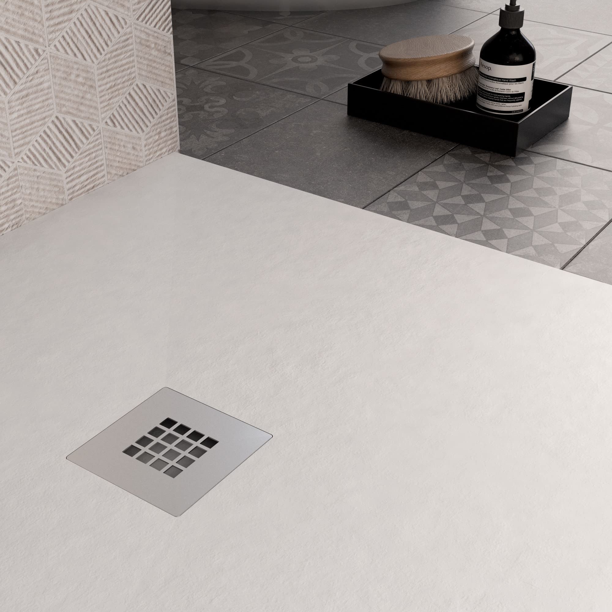 OLIMPO DOCCE - Piatto doccia bianco in marmoresina con griglia inox e Piletta Gratis - STAR PLUS - 80x150