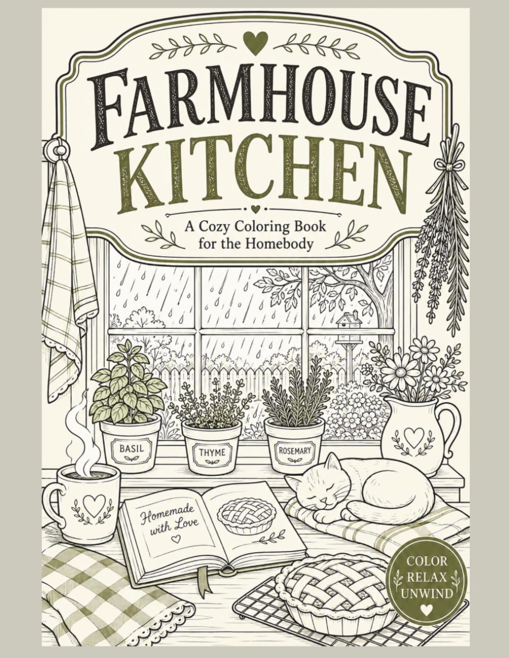 Farmhouse Kitchen: A Cozy Coloring Book for the Homebody
