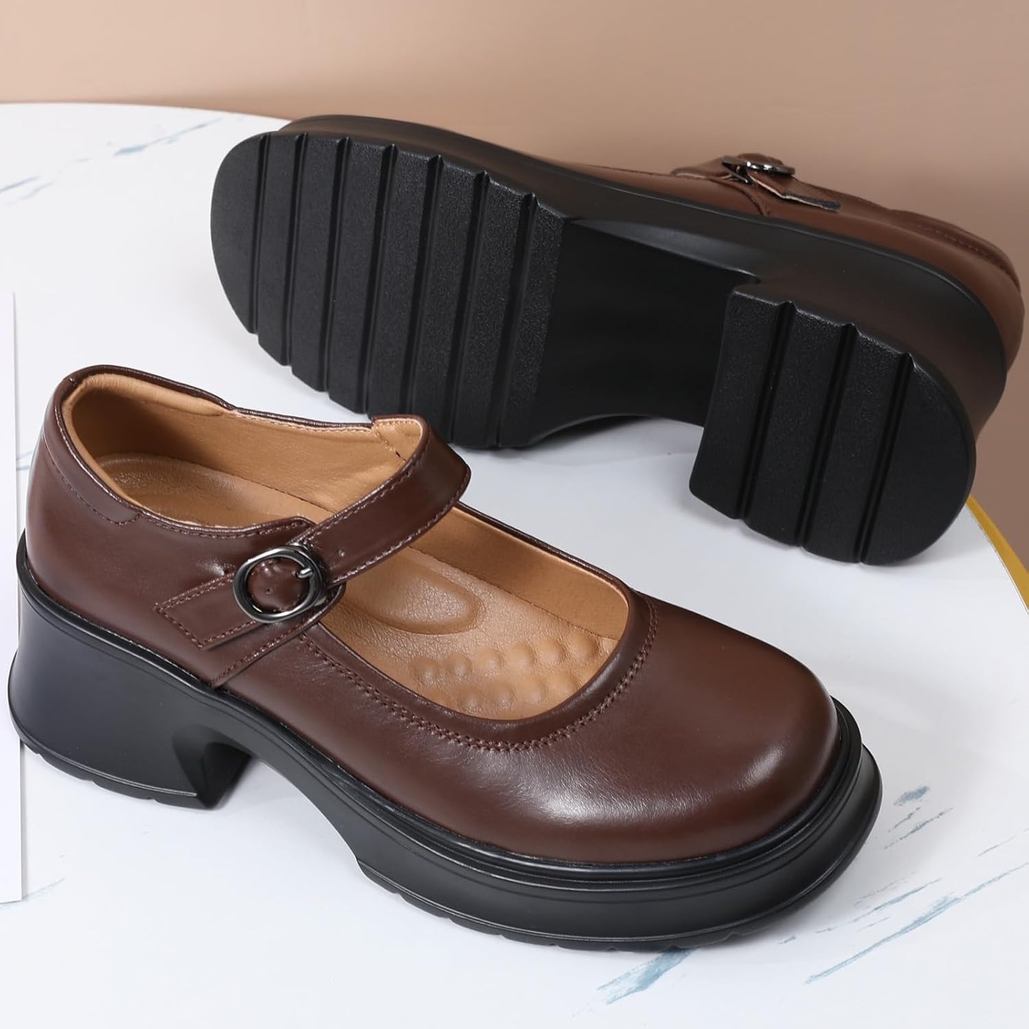 Mary Jane Shoes Women Platform Mary Janes Heels Women's Chunky Pumps Dress Shoes Ladies Work Comfortable Dressy Casual Footwear - Image 7