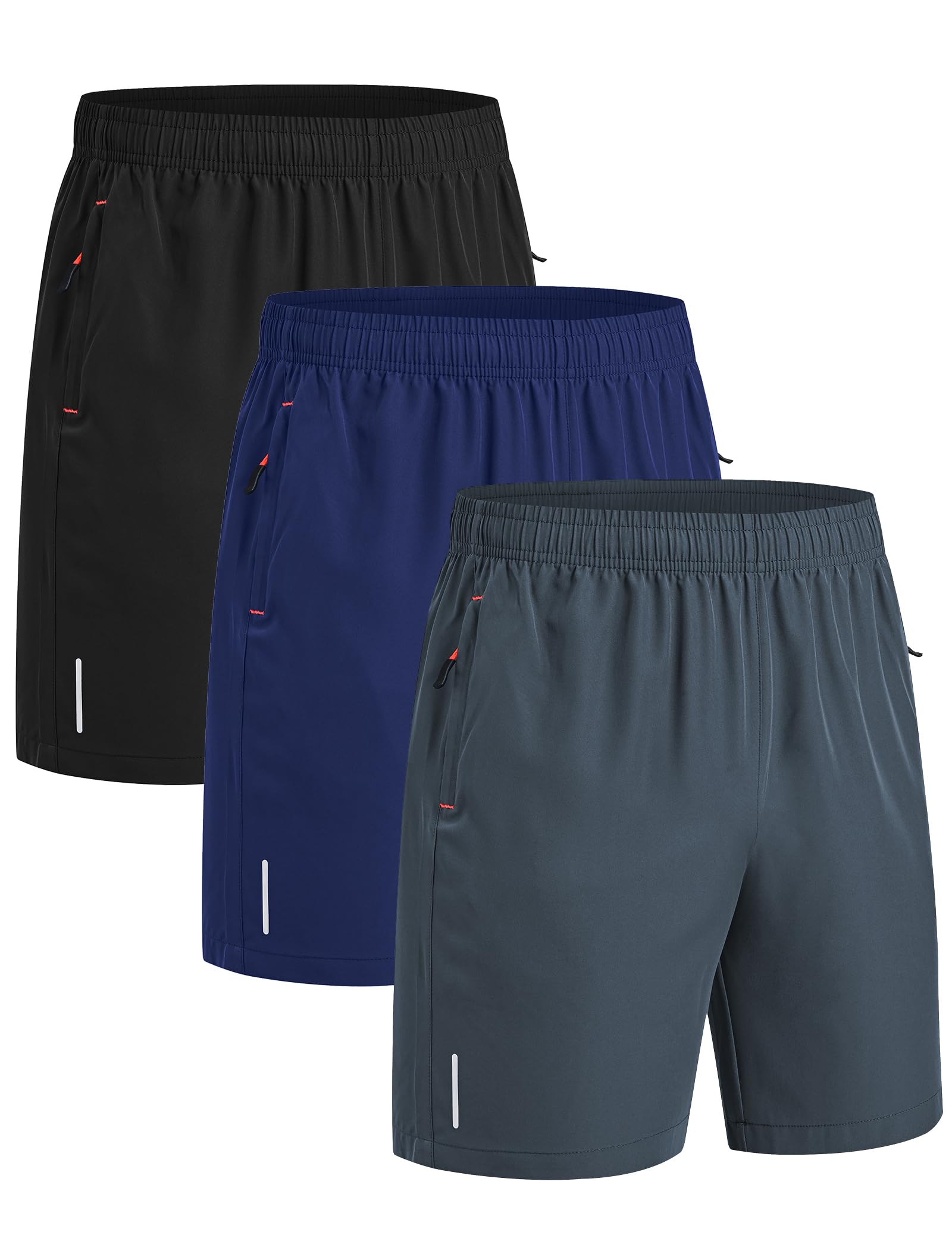 kuzwufs Pantaloncini Sportivi Uomo Confezione da 3 Estivi Shorts Running con Tasche Asciugatura Rapida Pantaloni Corti da Trekking Uomo Allenamento Fitness