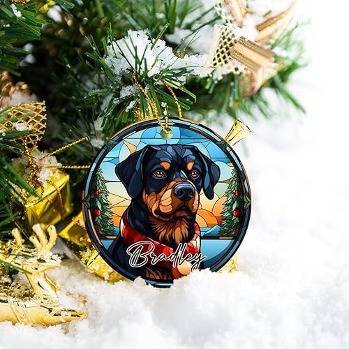 Miniatura 5 de Rottweiler - Adorno de Navidad 2023 con nombre personalizado para amantes de los perros, adorno personalizado de Navidad para amantes de los perros,
