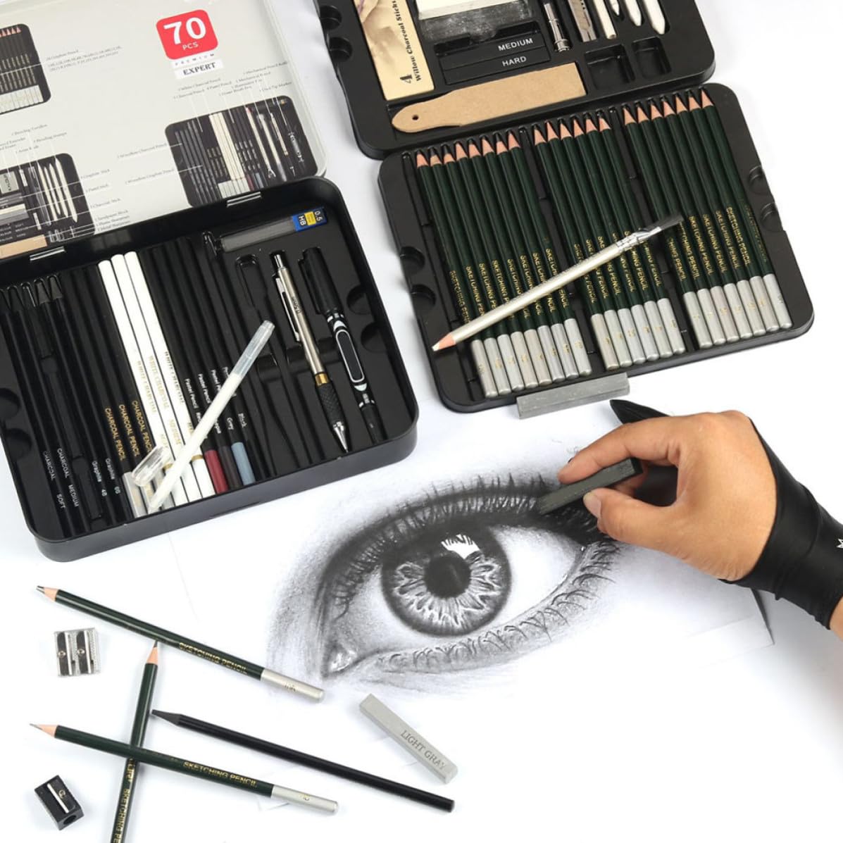 ULTECHNOVO 1 Scatola Set di Matite da Disegno per Artisti in Legno