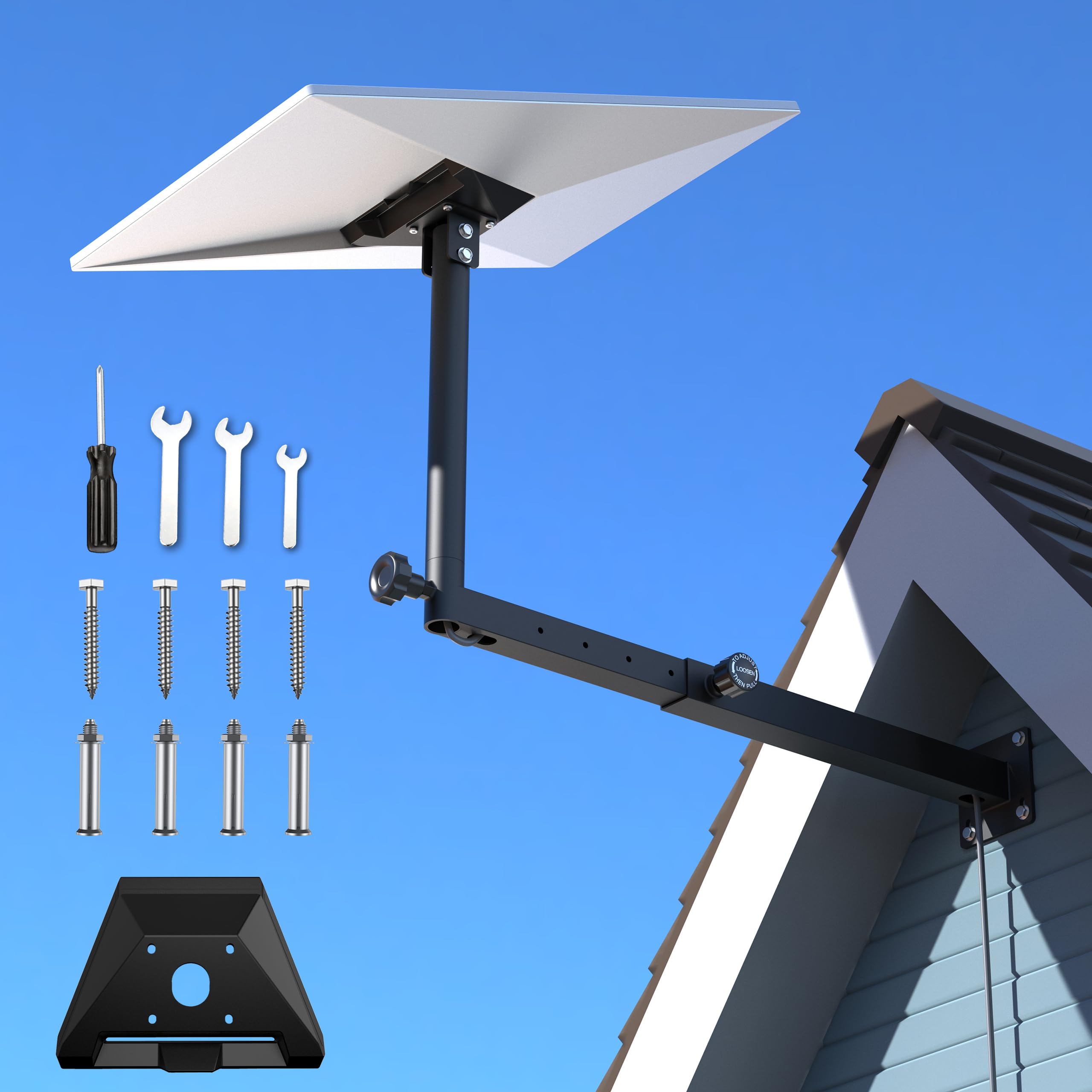 Starlink Gen 3 Mount, Adjustable Wall Mount Kit with Stainless Steel Frame and Black Finish