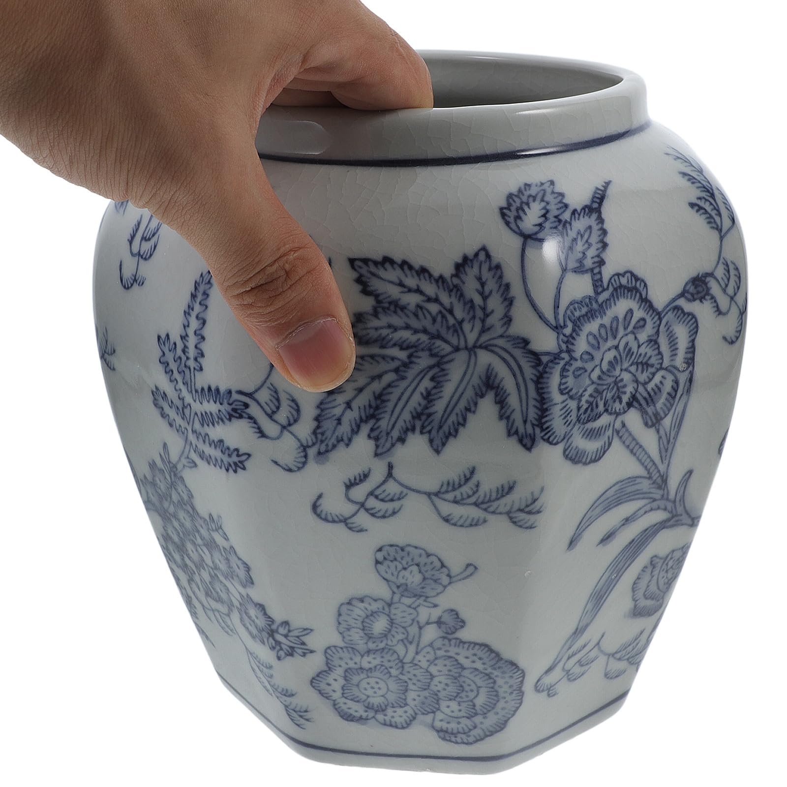 DOITOOL Jarrón Floral de Cerámica Azul Estilo Chino Diseño Delicado y Tacto Agradable para Decoración en Hogares y Entradas