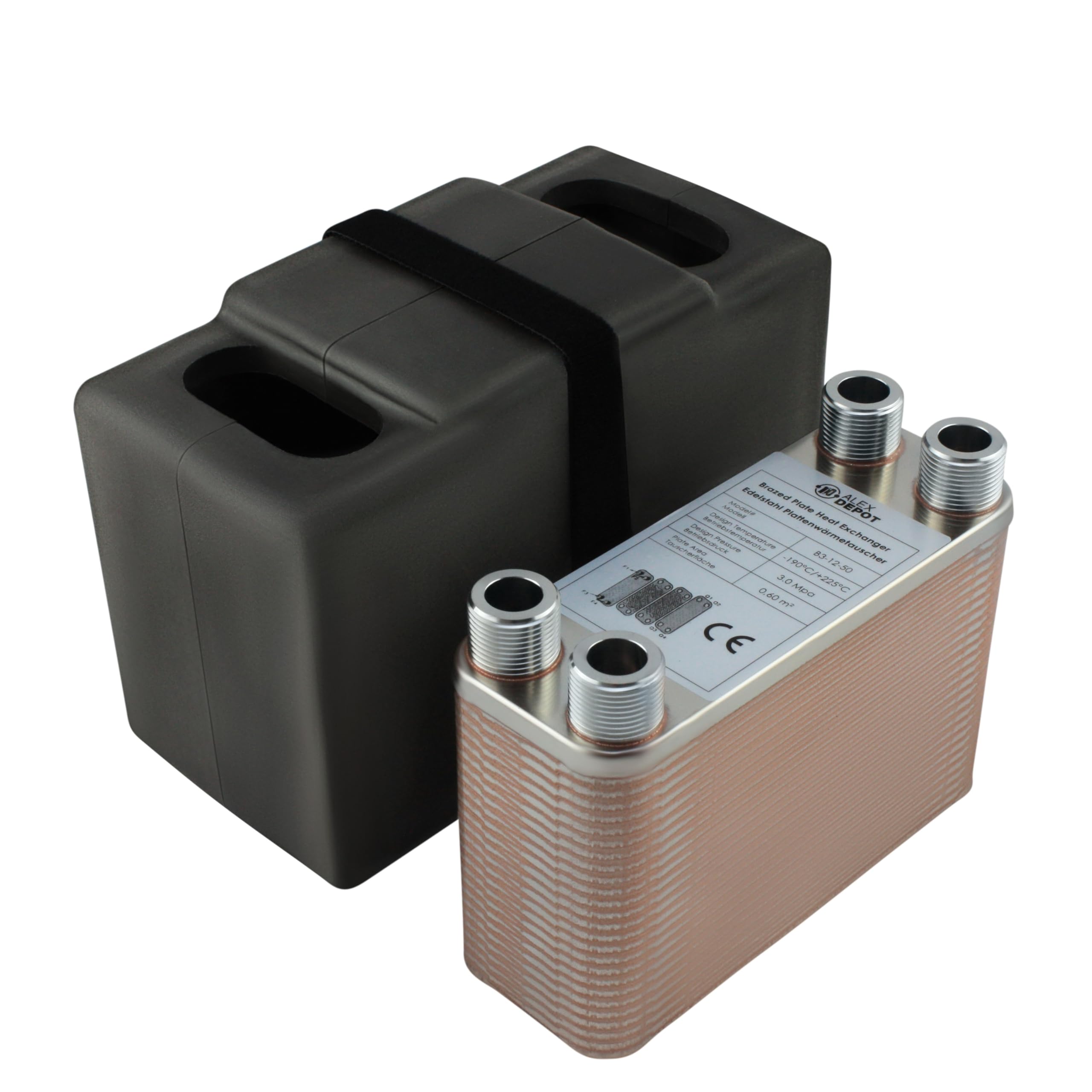 Intercambiador de calor de placas de acero inoxidable + aislamiento B3-12-50 con conexión de 4x3/4 pulgadas. Calefacción solar de 90kW (PWT+Iso)