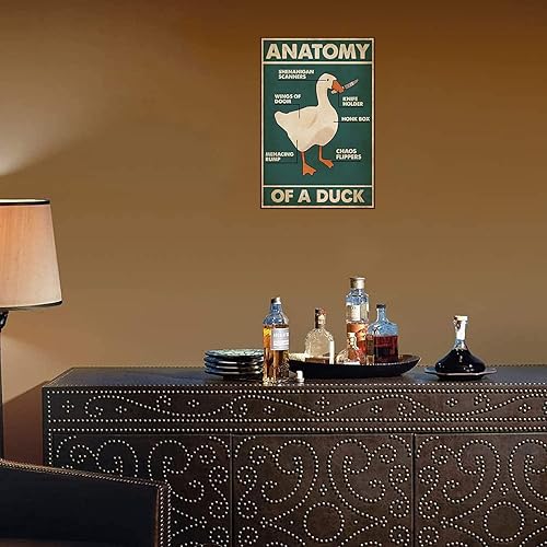 Miniatura 5 de Knowledge - Cartel de metal con diseño de anatomía de un pato retro, para restaurante, cafetería, sala de estar, cocina, baño, hogar, decoración de