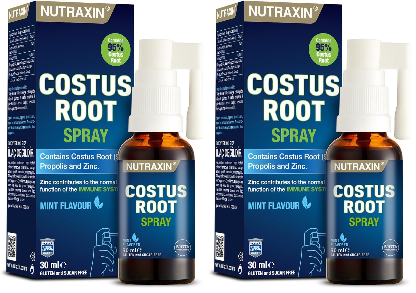 Nutraxin Costus Root Spray 30 mL Vitamin Takviyesi (2 paketi)