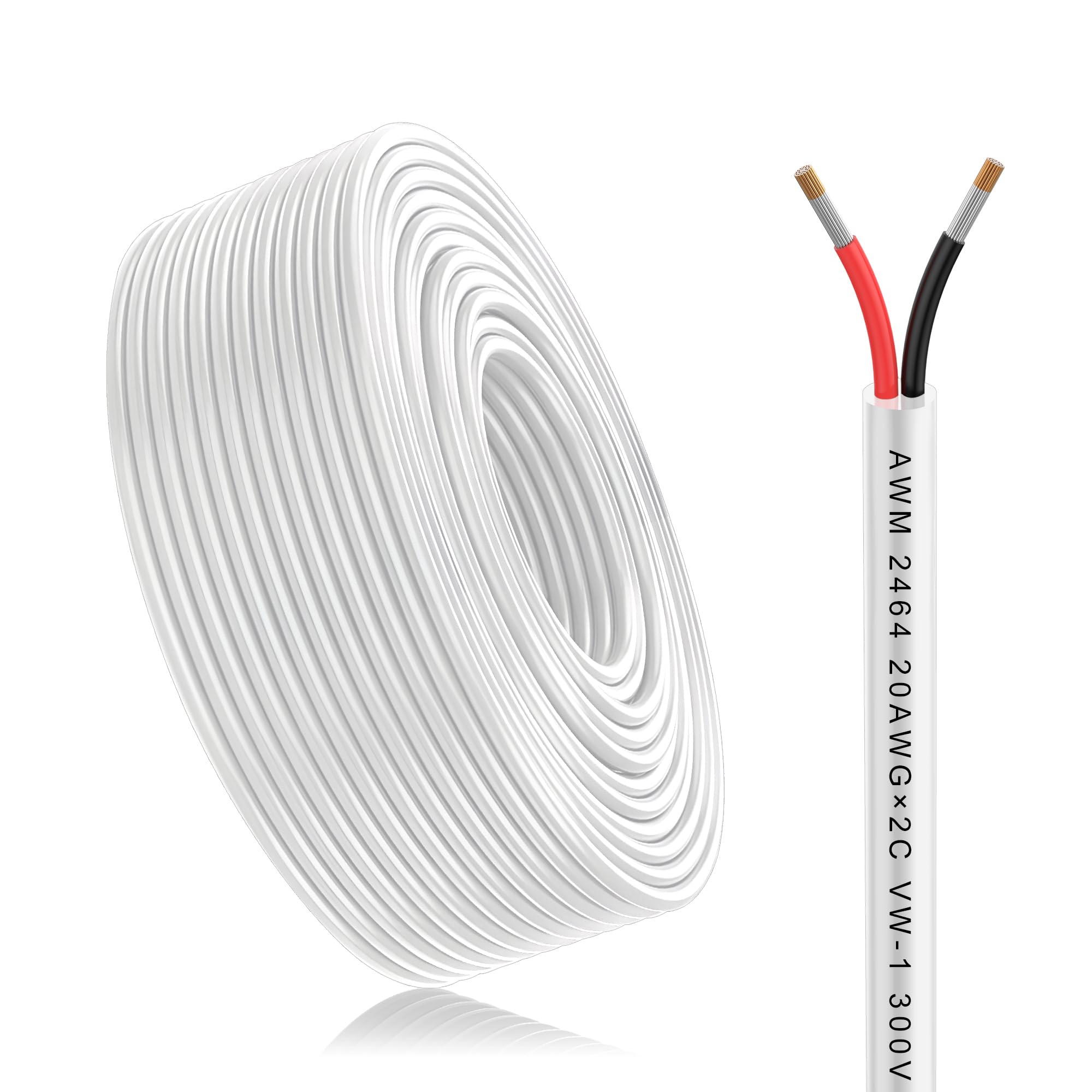 2×0.5mm² 5Metre 20AWG Cable eléctrico de 2 núcleos 5V/12V/24V/300V cable de cobre estañado libre de oxígeno de múltiples hebras para el paisaje, lámparas LED, automoción, al aire libre (20/2-5M)