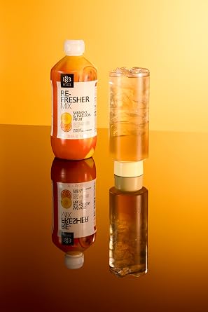 1883 Mango & Passion Fruit Refresher Mix 1L (33.8 Fl Oz) Tropical Drink Concentrate for Lemonade, Iced Tea, Mocktails & Smoothies Halal, Kosher, No HFCS, Gluten Free, Vegan (Pack of 1)