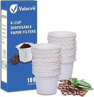 Disposable Paper K Cup Filters, 100 Counts Coffee Filters Compatible with All Keurig Brewers Single Serve Reusable Pods