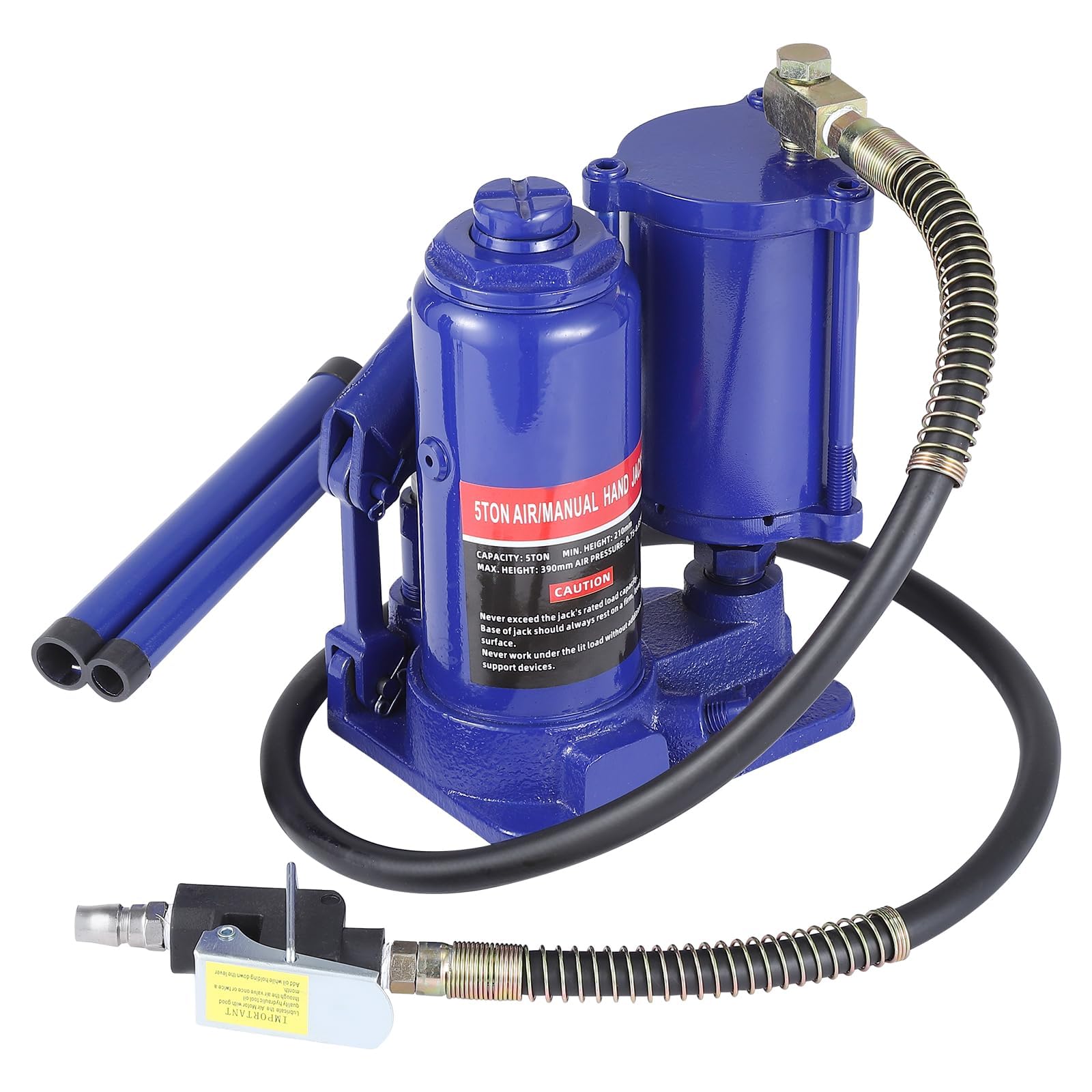 Garvee Gato hidráulico de botella de aire, gato de aire de 12 toneladas con bomba manual manual, herramienta de elevación neumática resistente de 21 a 39 cm de altura para mantenimiento de vehículos