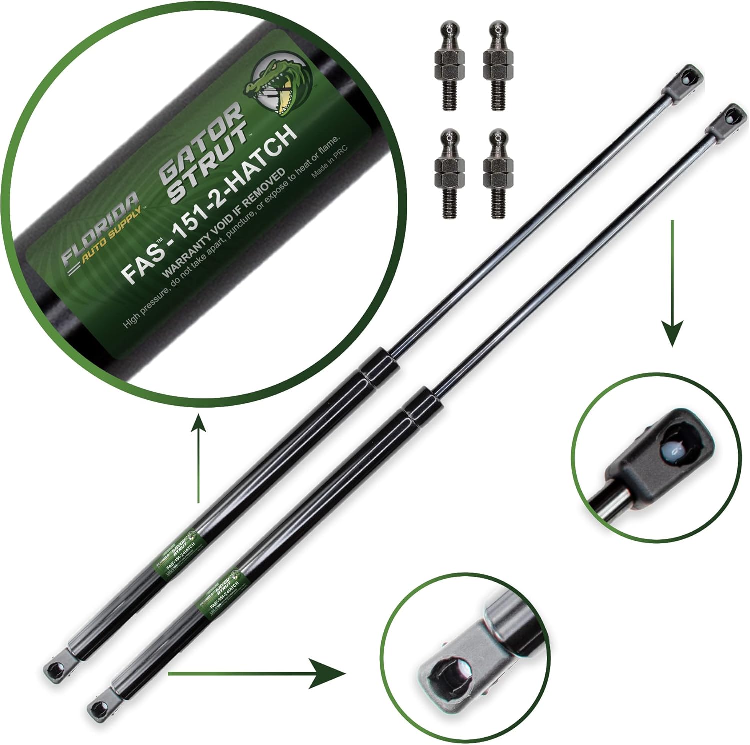 2 Rear Hatch Liftgate Lift Supports, Compatible with: 1998-2003 Dodge Durango with Upgraded Mounting Studs- Gas Spring by Florida Auto: FAS-151-2