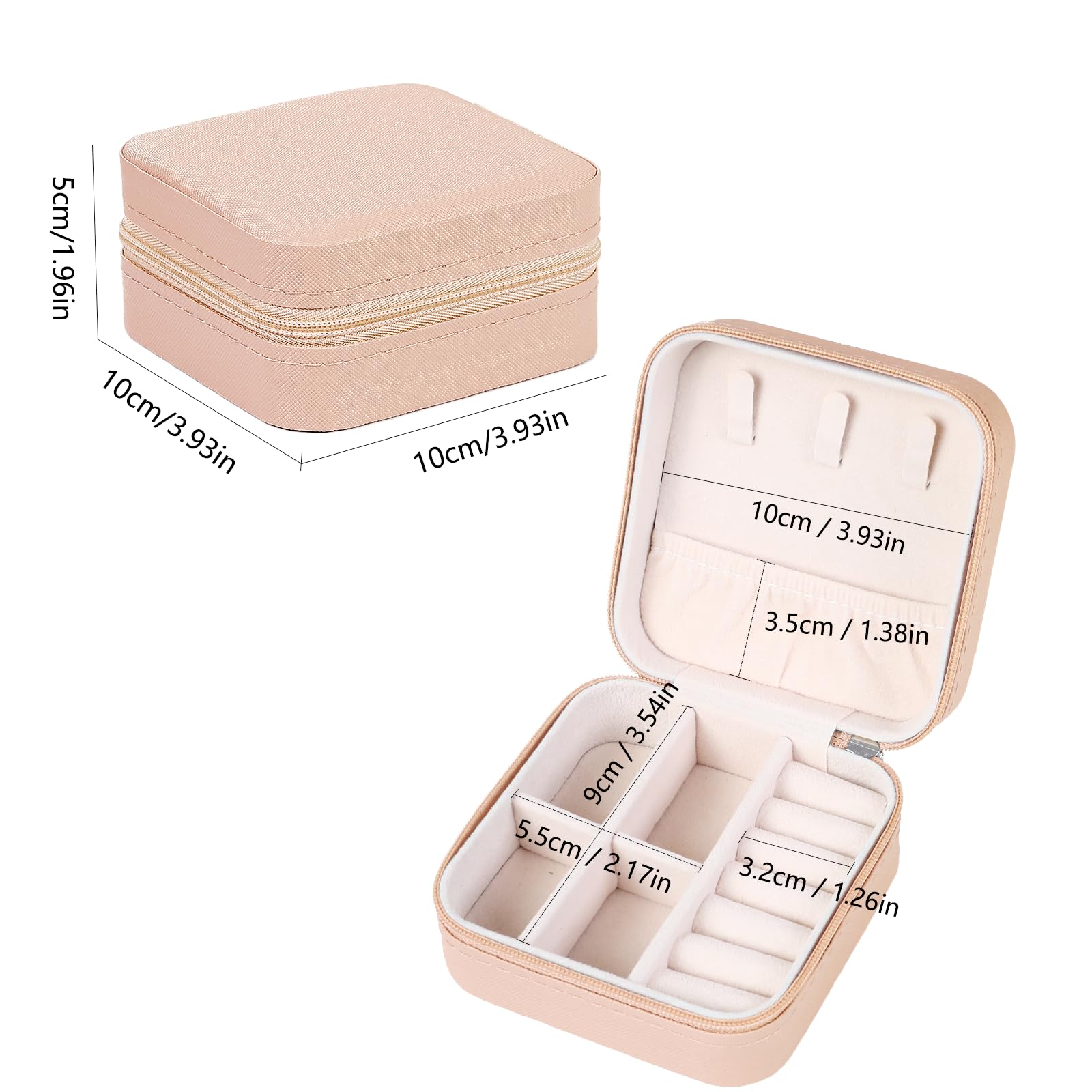 AiQInu Estuche Joyero Pequeño Doble Capa de Viaje para Mujeres, Organizador de Cuero PU para Anillos Pendientes Collar