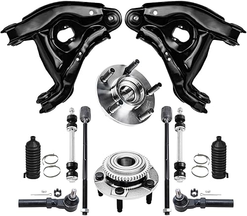 Detroit Axle - Kit de suspensión delantera de 12 piezas para Ford 1994-2004 Mustang 2 brazos de control inferiores con rótulas 2 cubos de rodamiento