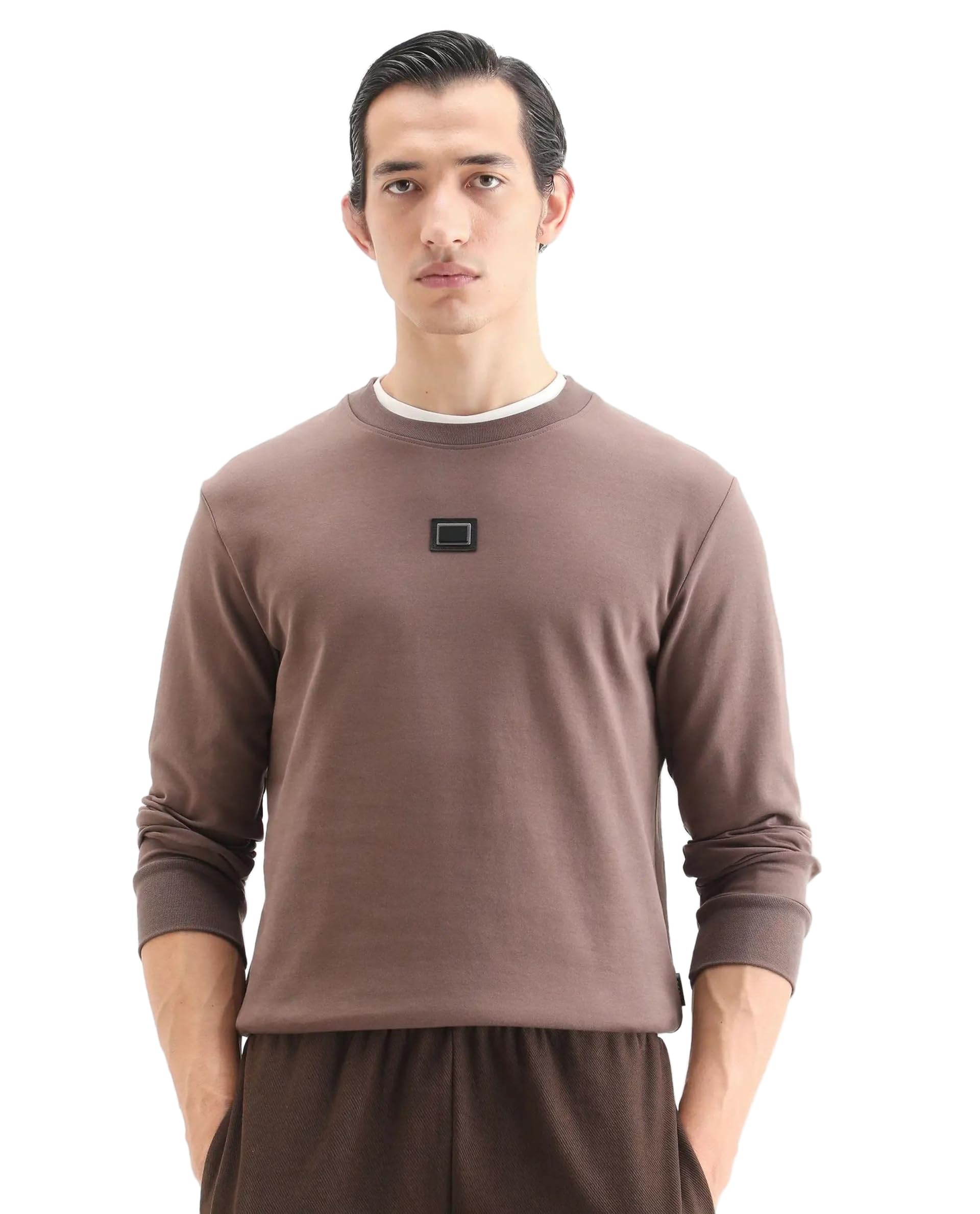 rare rabbit Men's Badget-25 Regular Graphic Cotton Blend Crew Neck Sweatshirt-picture-43
