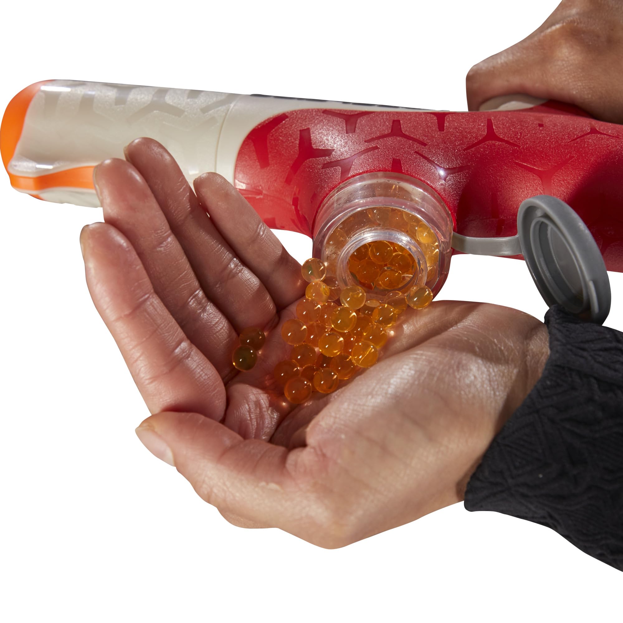 Nerf Pro Gelfire Twist Shot Blaster, 150 FPS, 5.000 cartucce Gelfire, alimentazione T-Pull, caricatore integrato da 80 cartucce, occhiali protettivi per età superiore ai 14 anni