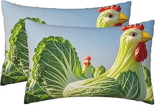 2 Pack Queen Pillow Cases with Hidden Zipper, Soft Breathable Pillow Covers for Hair and Skin, Baicai Chicken Pillowcases 20"x30" Bed Pillow Protectors Cover for Sleeping Gifts