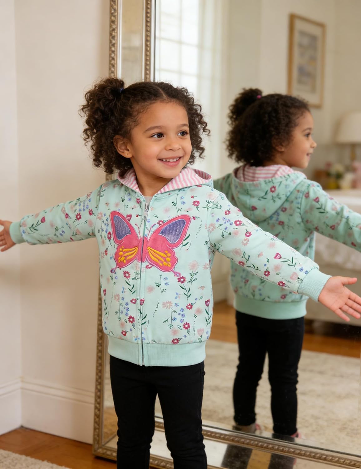 DDSOL Baby Girl Zip-up Jacket Toddler Hoodie Sweatshirt Light Winter Coat Fall Outwear 2t-7t