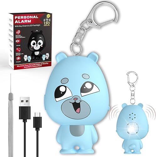 Alarma personal para mujeres, alarma de seguridad personal recargable para mujeres, niños y ancianos, sirena fuerte de 130 dB, luz estroboscópica,