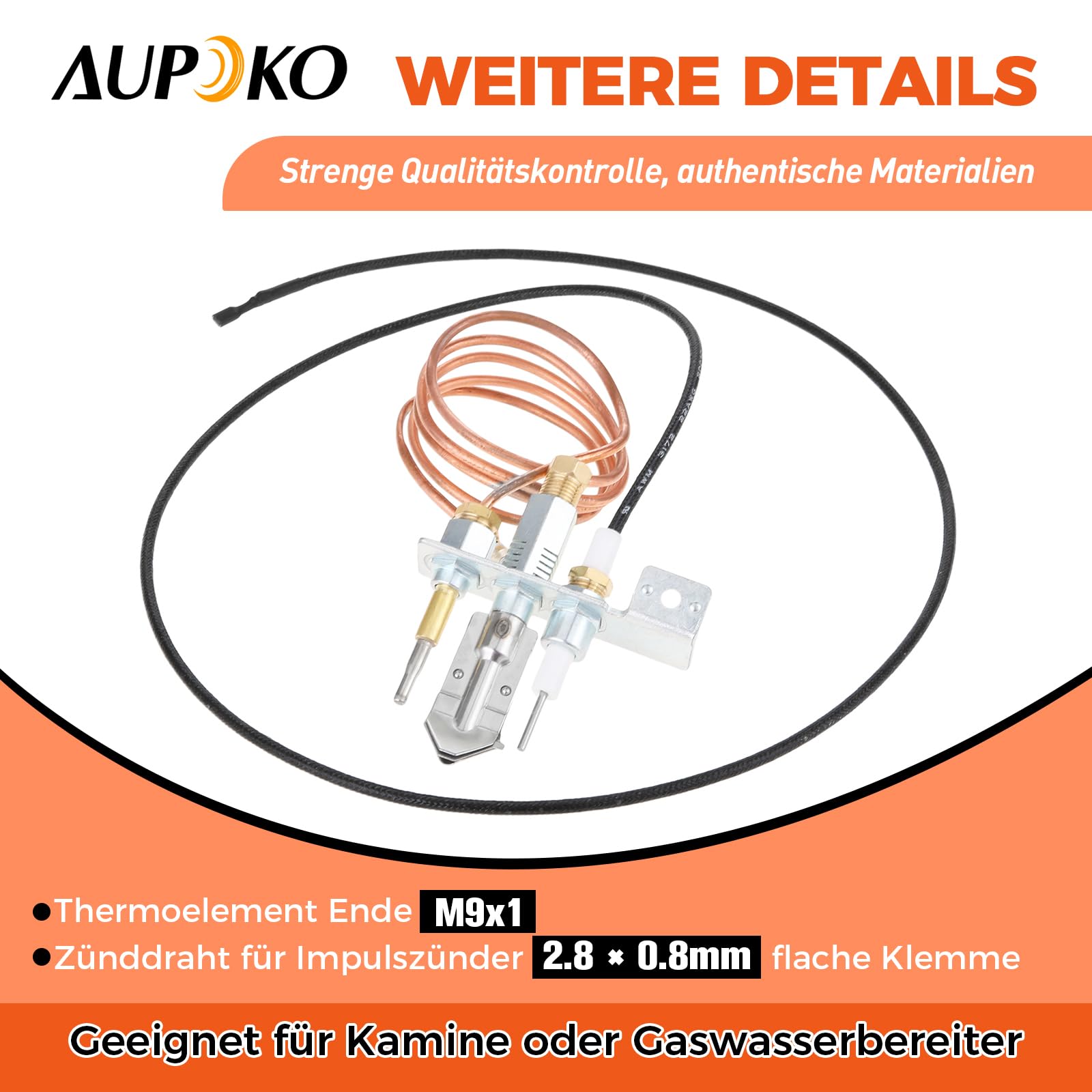 Aupoko Gas natural M9*1 termopar y encendido 900 mm piloto quemador kit para chimenea/termopar gas calentador de agua piezas