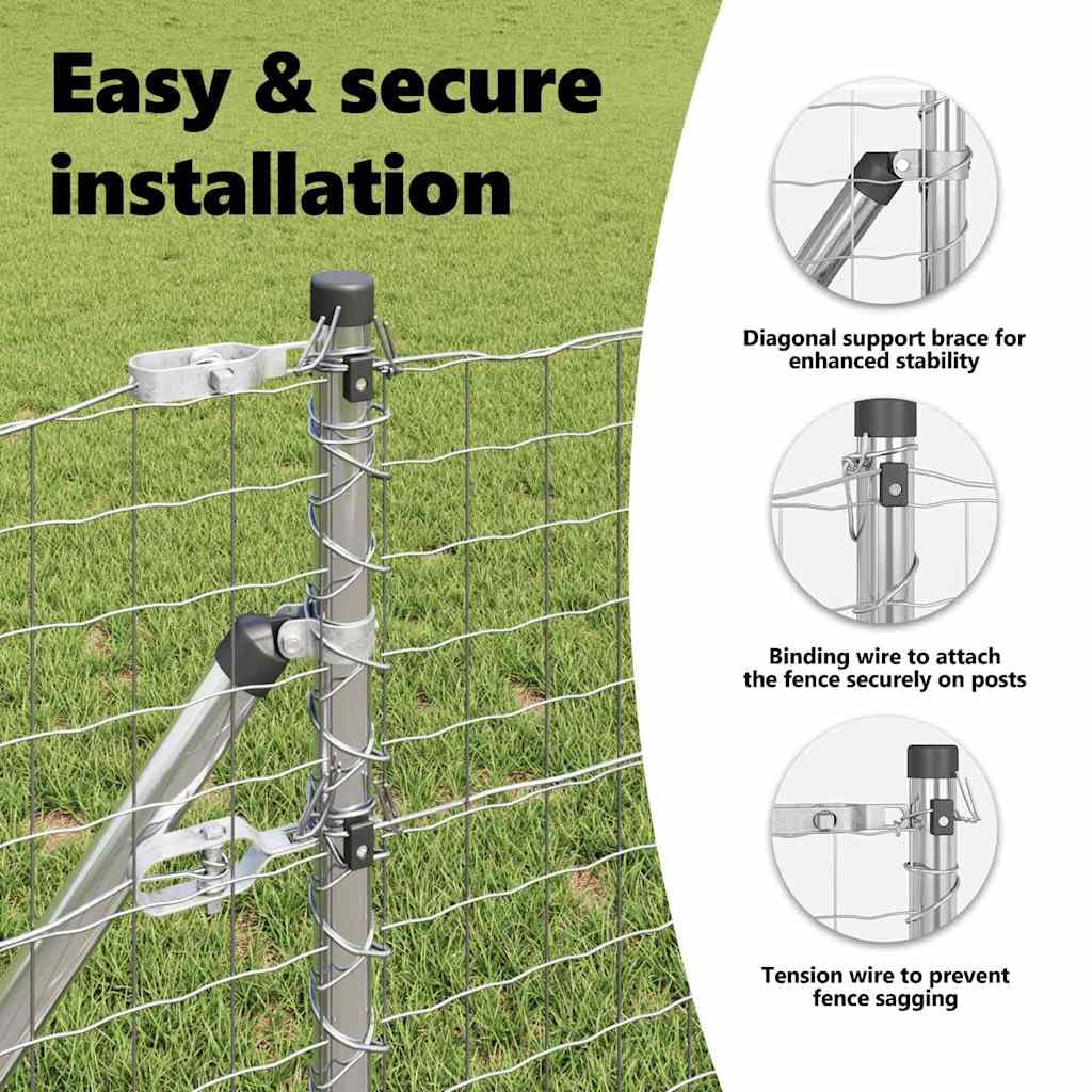 vidaXL Euro Fence Ground Fix 10 x 0,6 m Stal ocynkowana srebrny Siatka