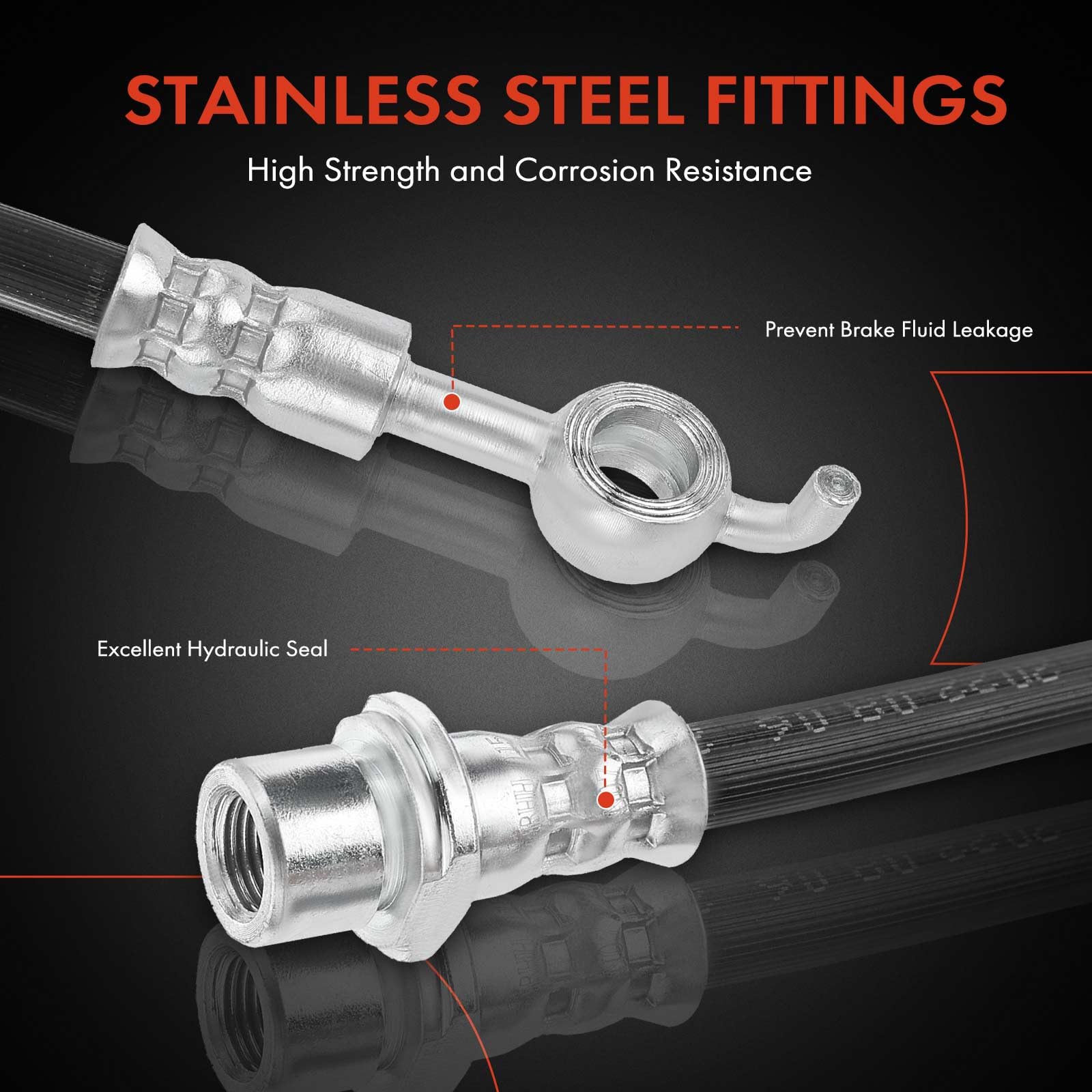 A-Premium Front Driver Or Passenger Brake Hydraulic Hose Compatible With Jaguar