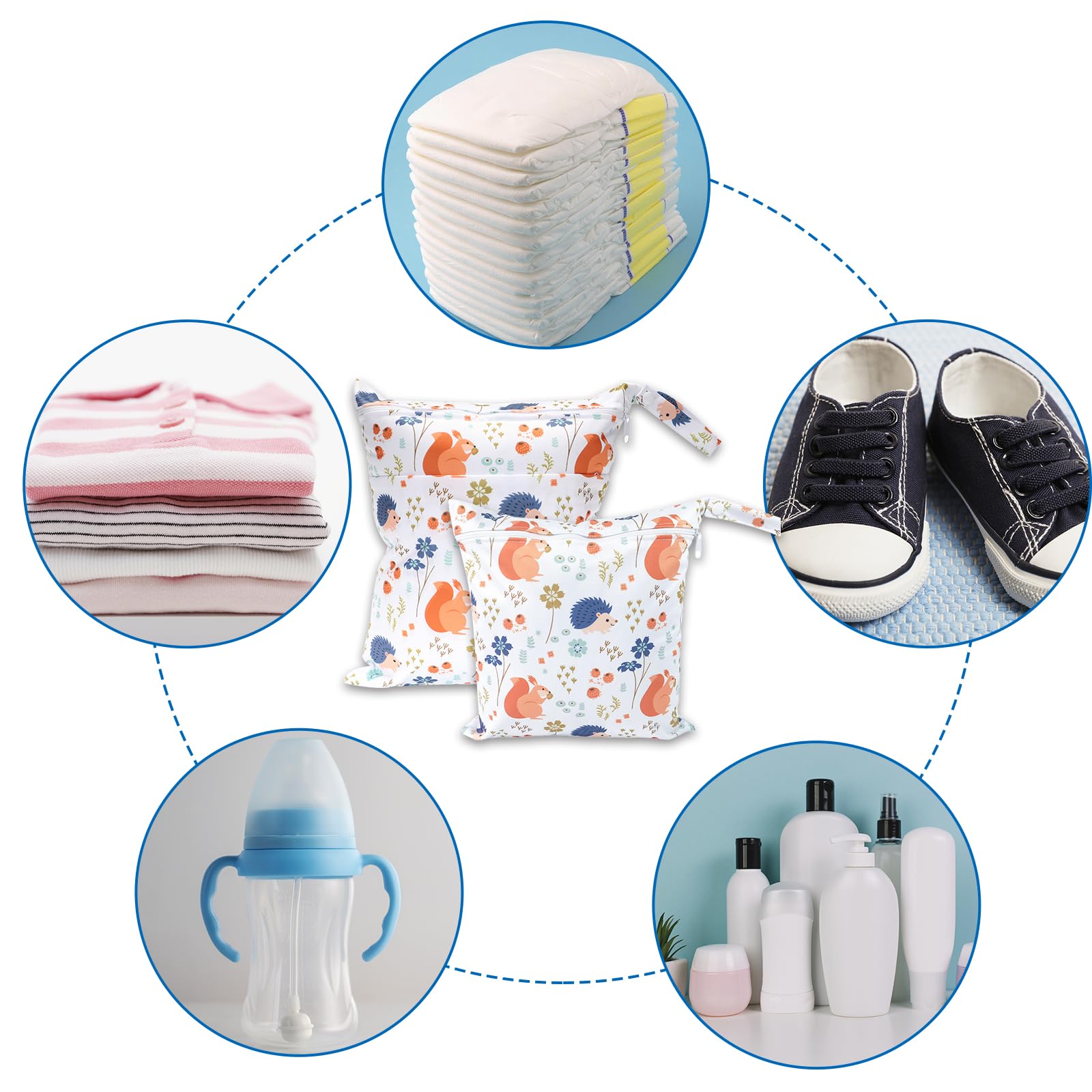 2 Pièces Sac à Couches Lavables,Sac de Couche Réutilisable, et imperméables pour Les Couches de bébé, Les Voyages et la Plag