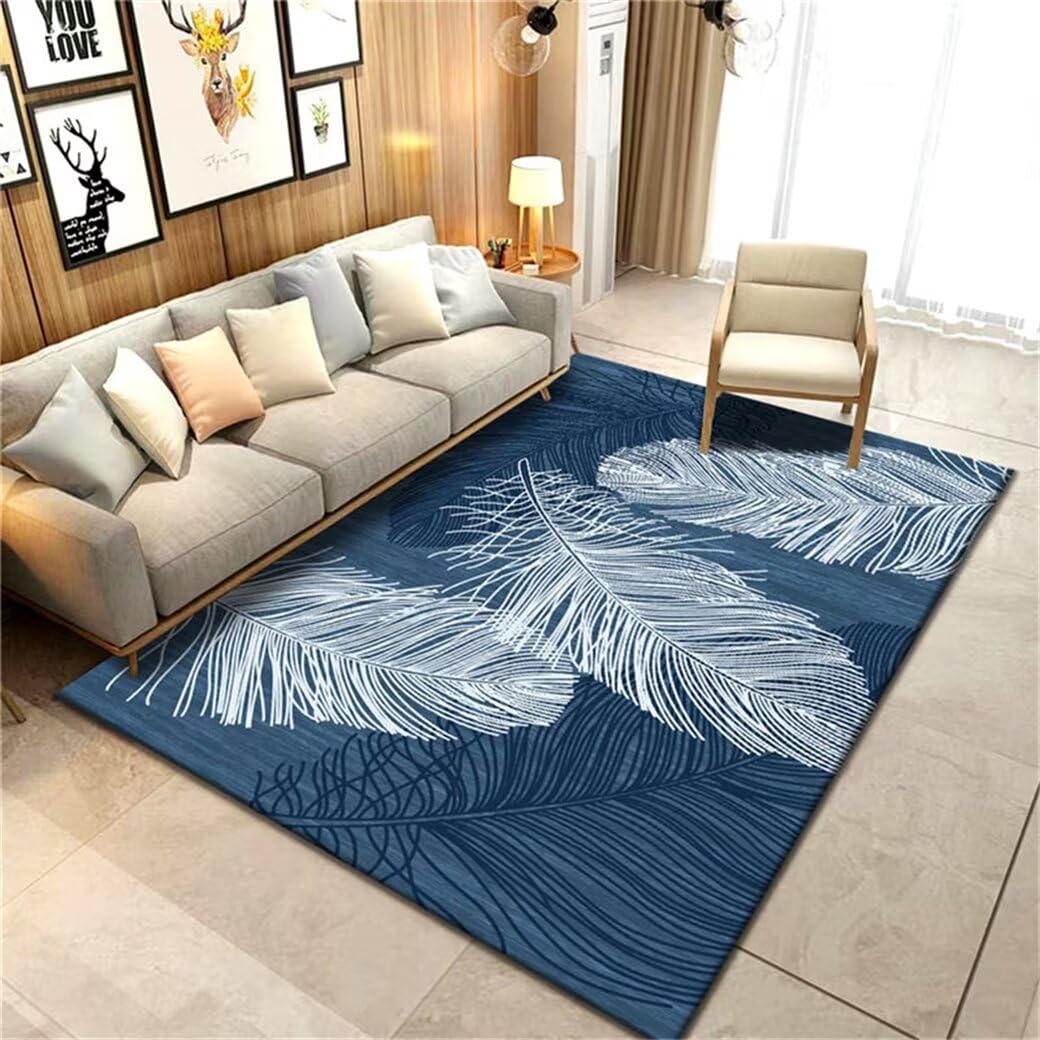 Moquette salon plume bleue pour créer une ambiance cosy de chambre