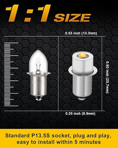 Miniatura 3 de Qasim Bombilla LED P13.5S de 3-12 V, blanco PR2 PR3, bombillas de repuesto para conversión de antorcha, linterna de trabajo, 3 W, 3 V, 3.8 V, 4.5 V,