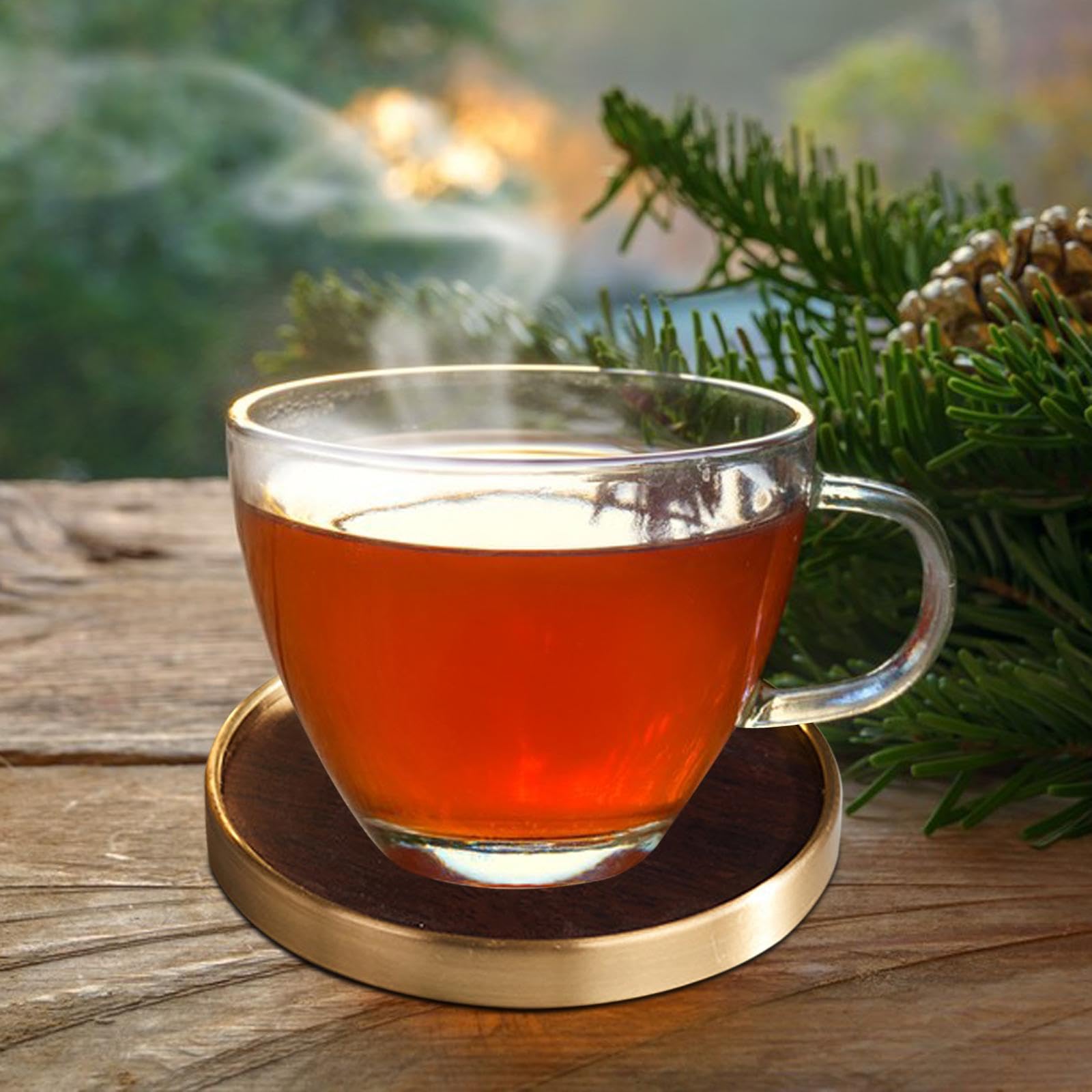 6 Posavasos de Madera Multiusos para Proteger La de Té, Ideales para La Oficina O La Sala de Té, Negro, Individual