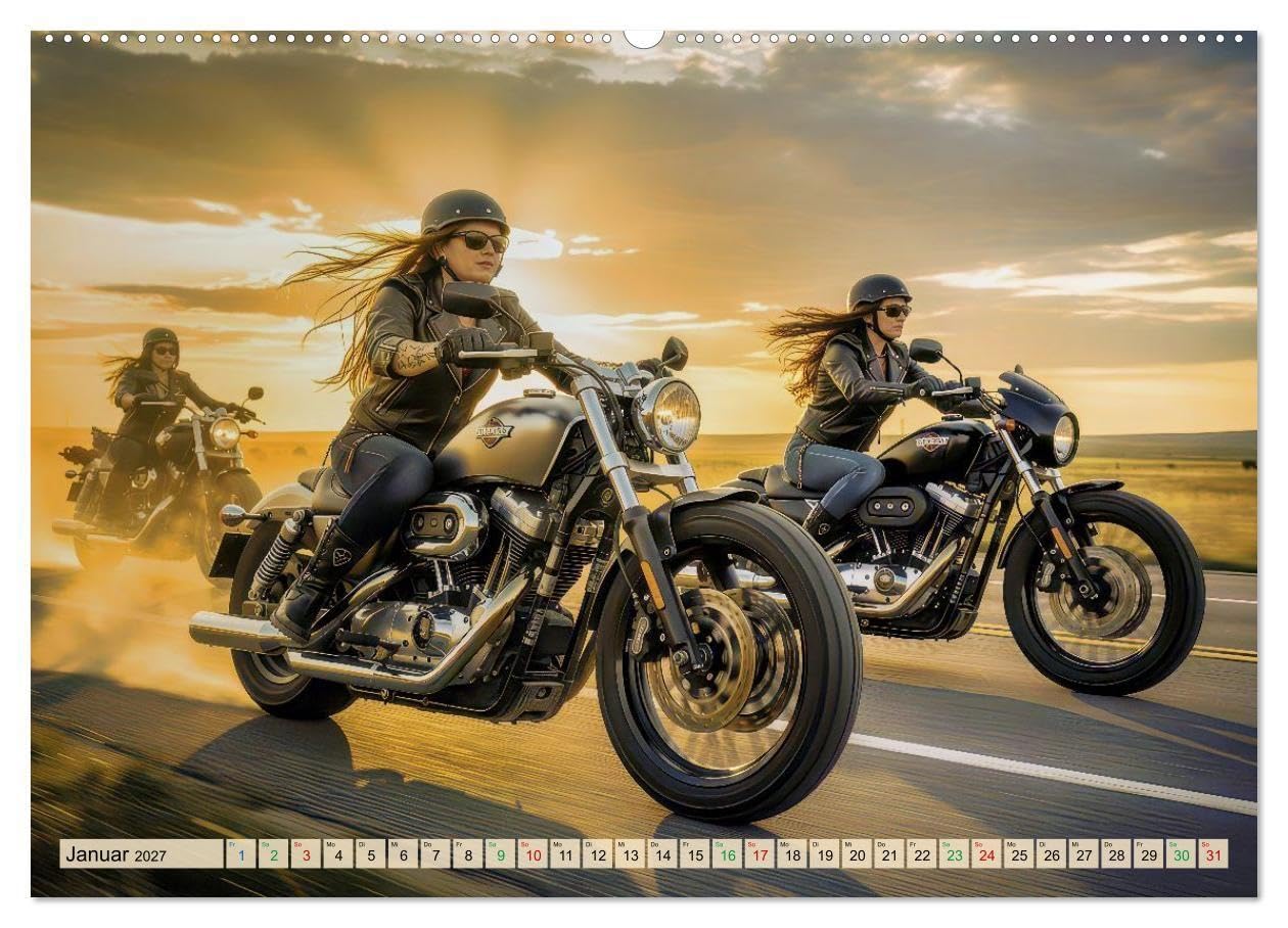 Rockerglück (hochwertiger Premium Wandkalender 2027 DIN A2 quer), Kunstdruck in Hochglanz: Zwischen Asphalt und Horizont entsteht ein Glück, das nicht erklärt werden muss. (CALVENDO Menschen)