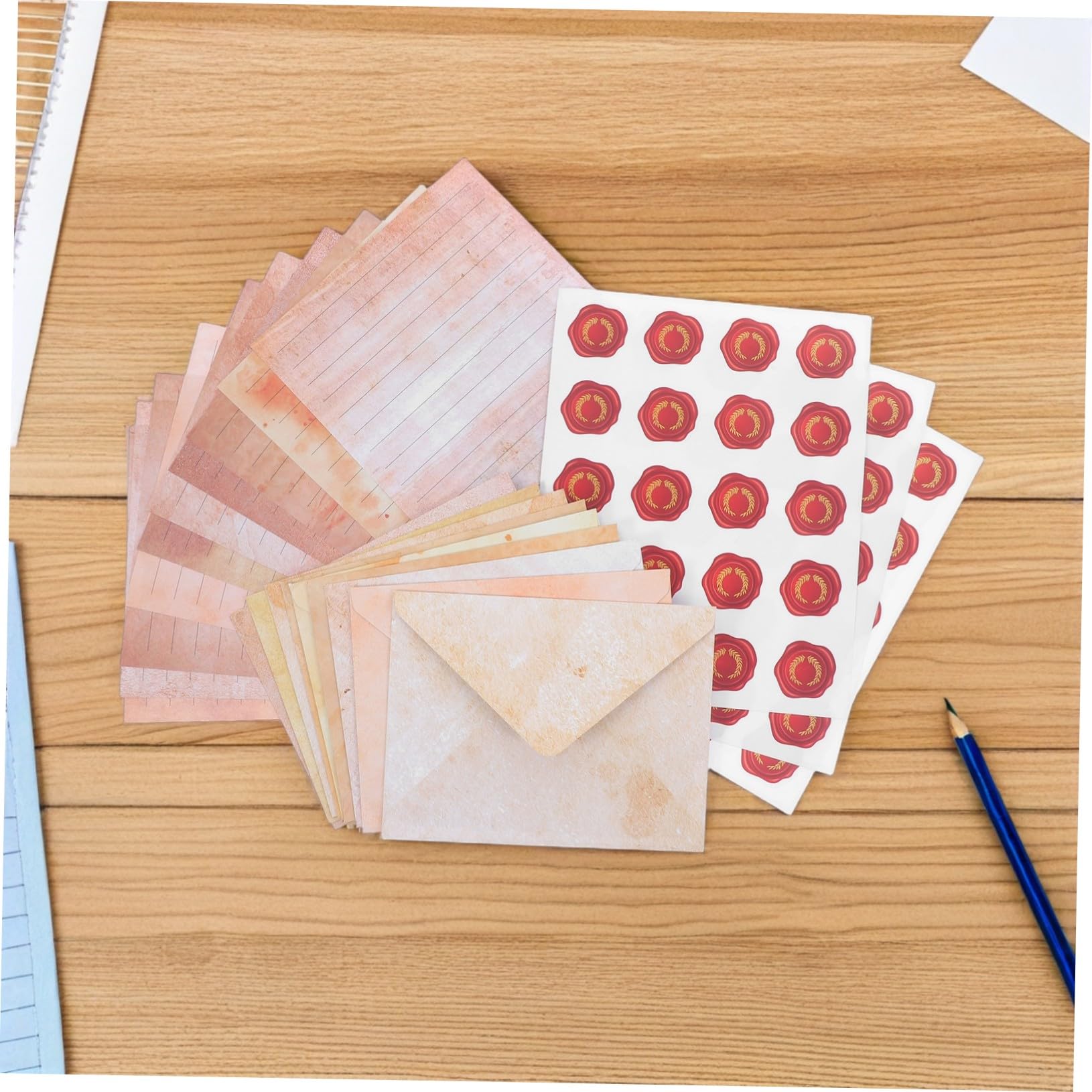 100sätze Retro-briefpapier-set mit Umschlägen Liniertes Vintage-papier für Handgeschriebene Briefe Dekoratives Notizpapier im Antiken Stil