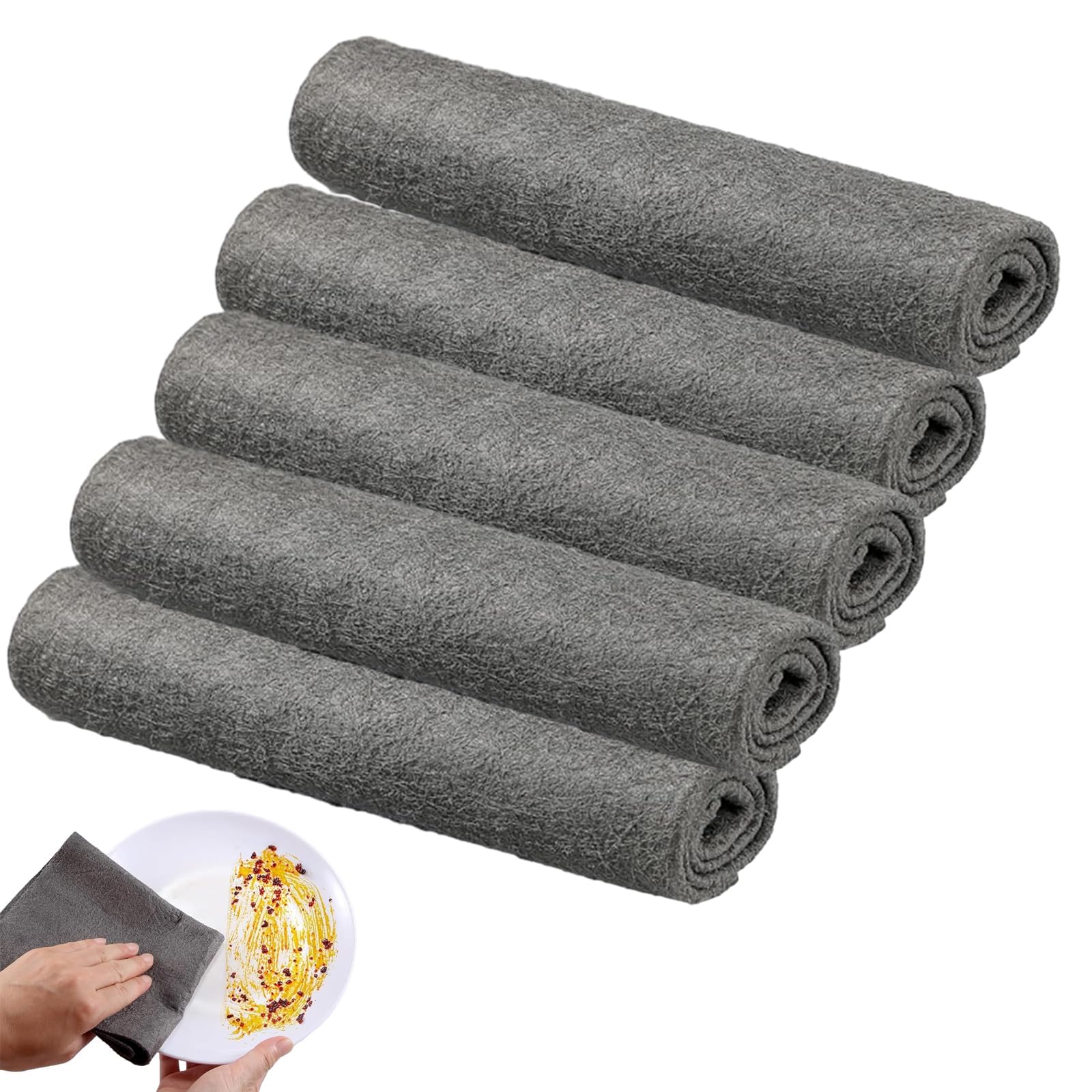 aqlbhz5Pcs Thickened Magic Cleaning Cloths - Microfiber Glass Cleaning Cloths - Grey - Small - Classic Style - Quick Dry - Machine Washable