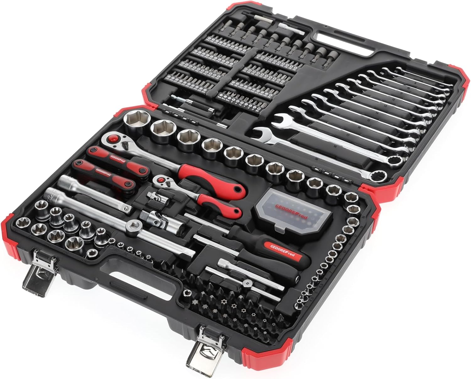 Gedore Red 232-piece Socket spanner set, 1/2" 1/4" drive, Adapter tool, Ratchet sockets bit holder bits, R69003061