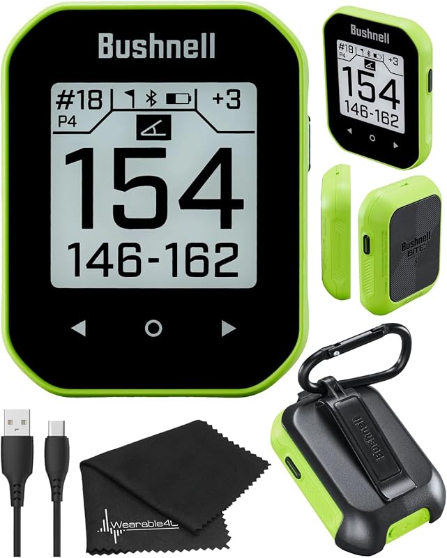 Bushnell Phantom 3 Slope GPS Golf Green with Slope Technology, Touchscreen, Magnetic Cart Mount with Wearable4U Towel Bundle, 60x76x18 mm, 362402