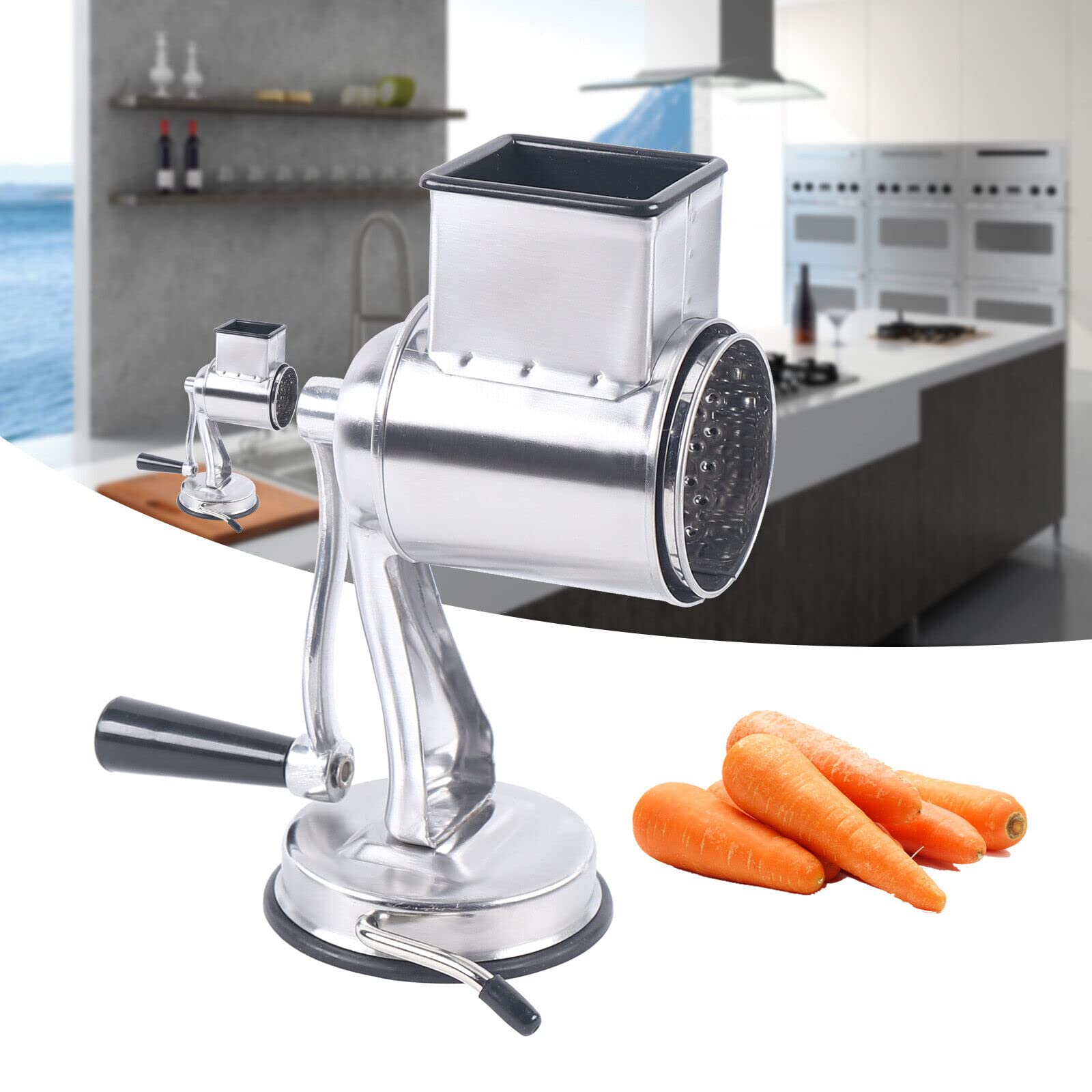Affettatrice per verdure, grattugia in acciaio inox con 5 lame per formaggio, noci, frutta, verdura, ecc