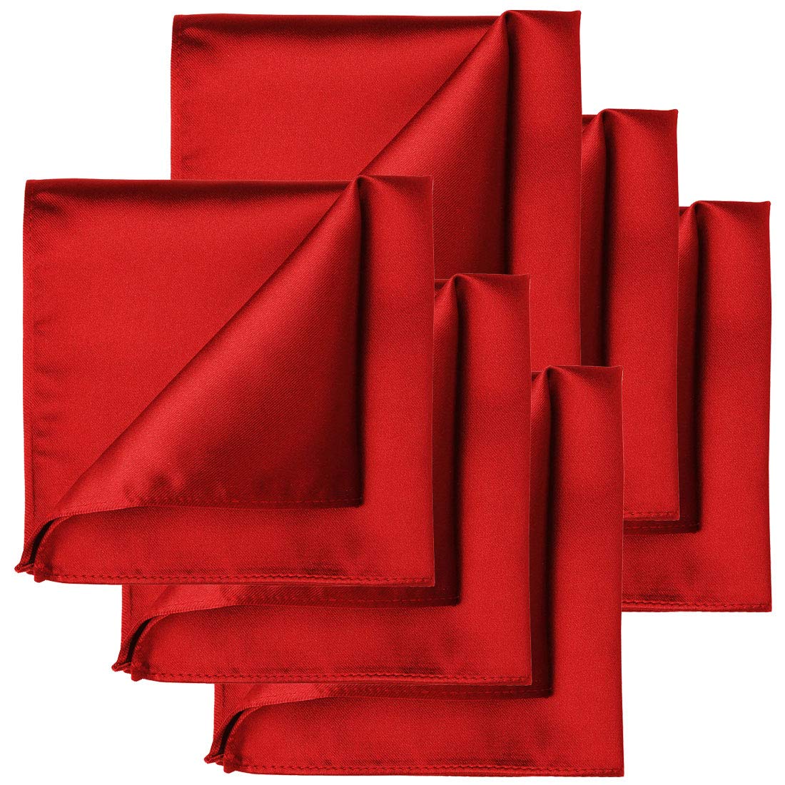 KissTies 6PCS Satin Pocket Square Plain Color Handkerchief Gift Set