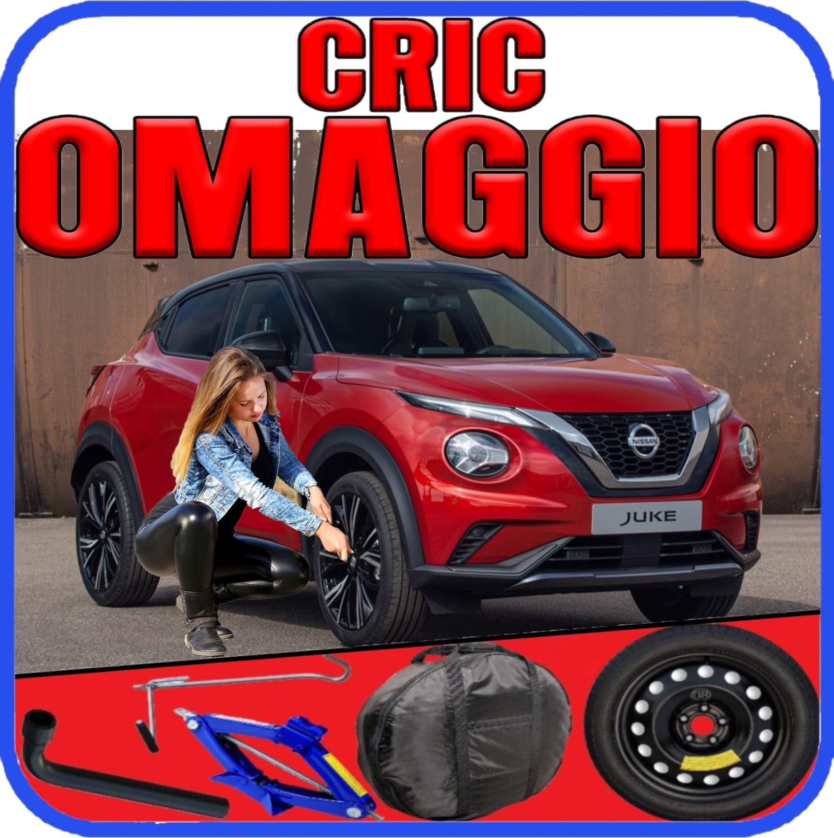Generico Ruotino Di Scorta Per Nissan Juke (f16) 5 Fori Gomma 125/80 R17 2019-2024 Kit Accessori