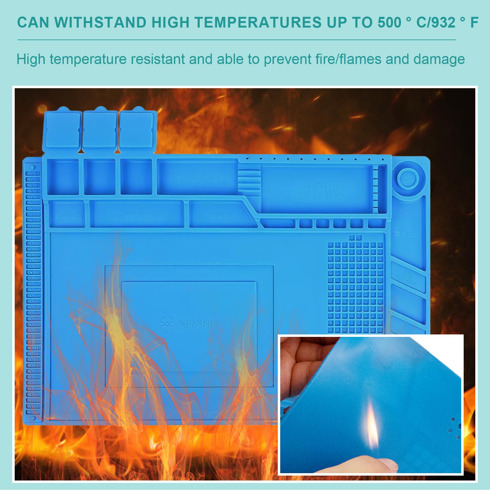 Tappetino Magnetico Per Saldatura 45x30cm - Antistatico, Resistente Al Calore, Con Scala - Foto 3