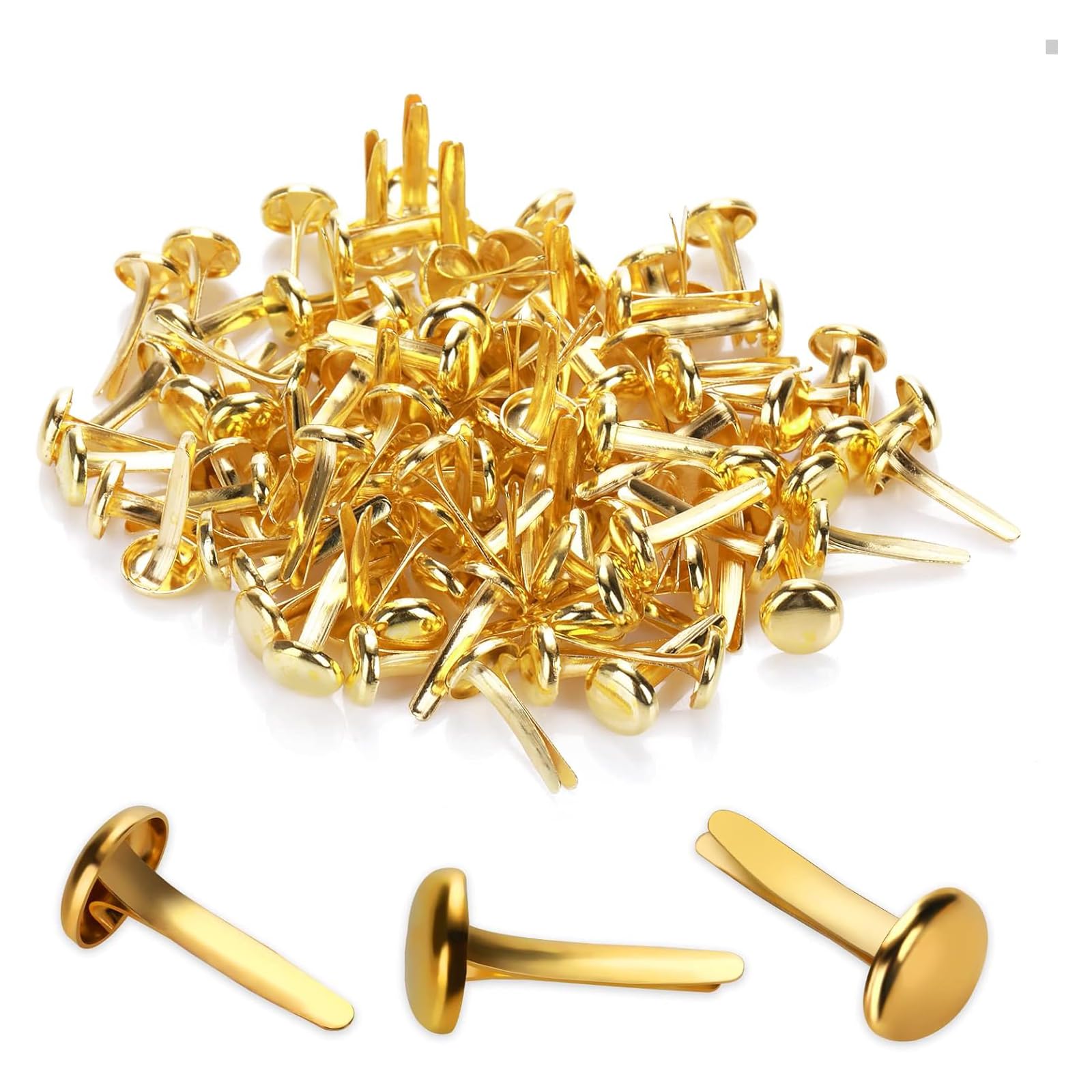 300 Pezzi Fermacampioni Dorati 8mm Clip Metalliche a Testa Tonda per Scrapbooking, Ufficio, Scuola