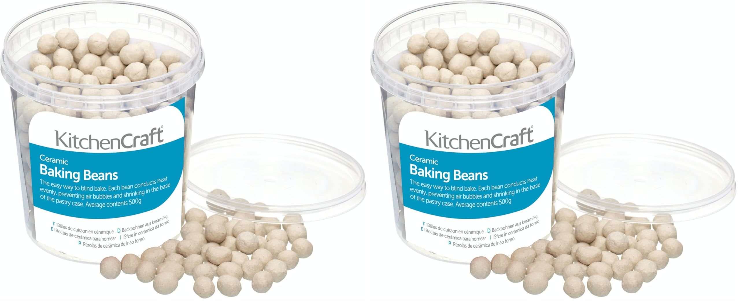 KitchenCraft Scatola di Fagioli in Ceramica per Cottura al Forno, 500 g (Confezione da 2)